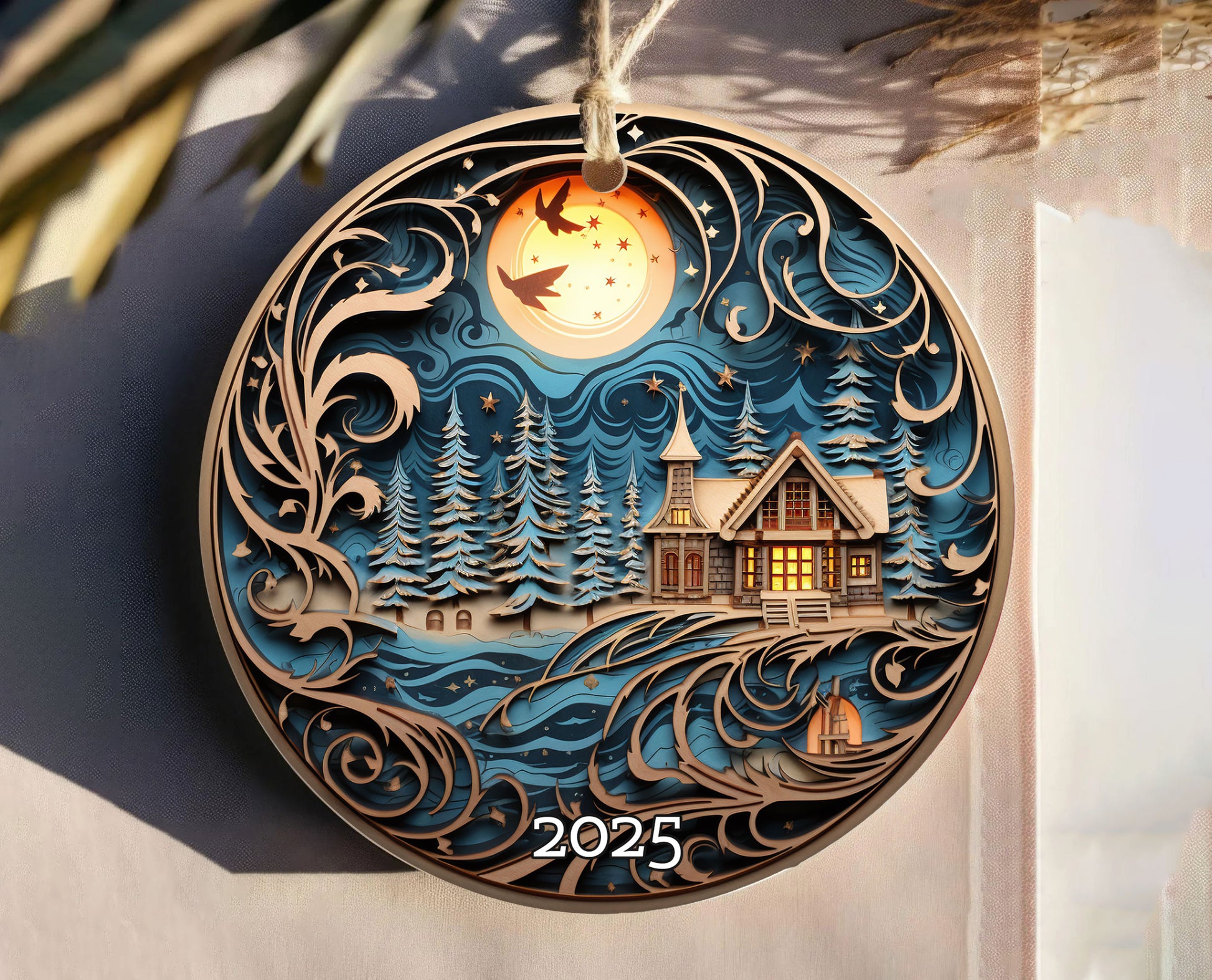 Enchanted Winter Village Fairy Tale Christmas Ornament