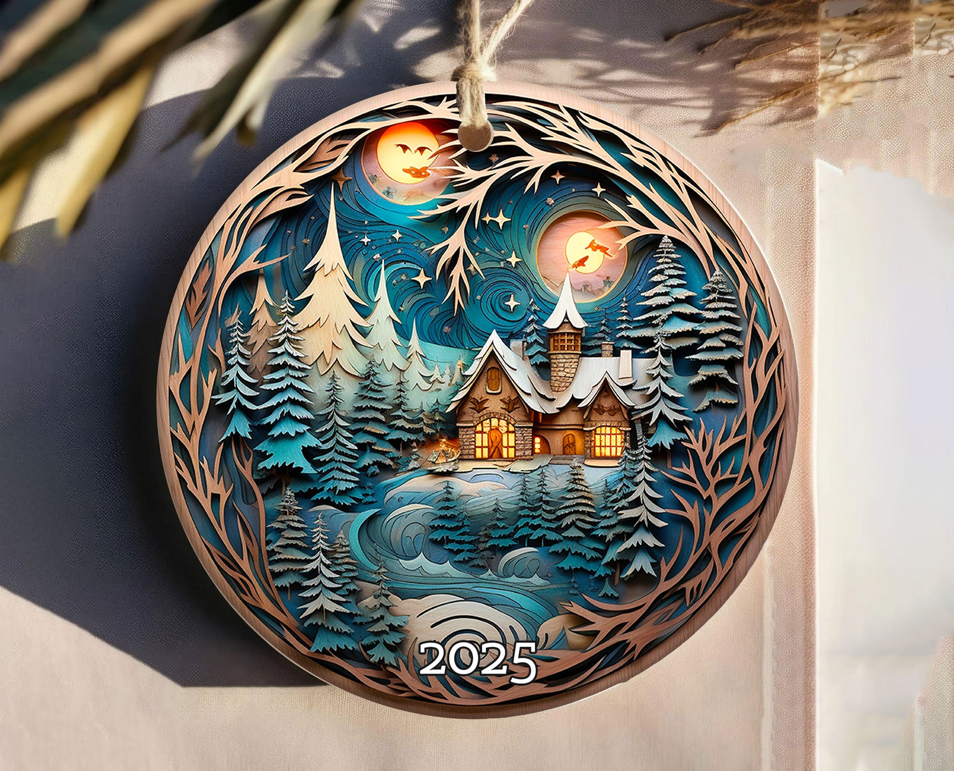 Winter Cottage Scene Ornament 2025 Unique Xmas Gift Idea