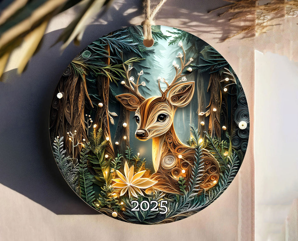 Deer Woodland Ornament, Forest Animal Ornament, Christmas Ornament