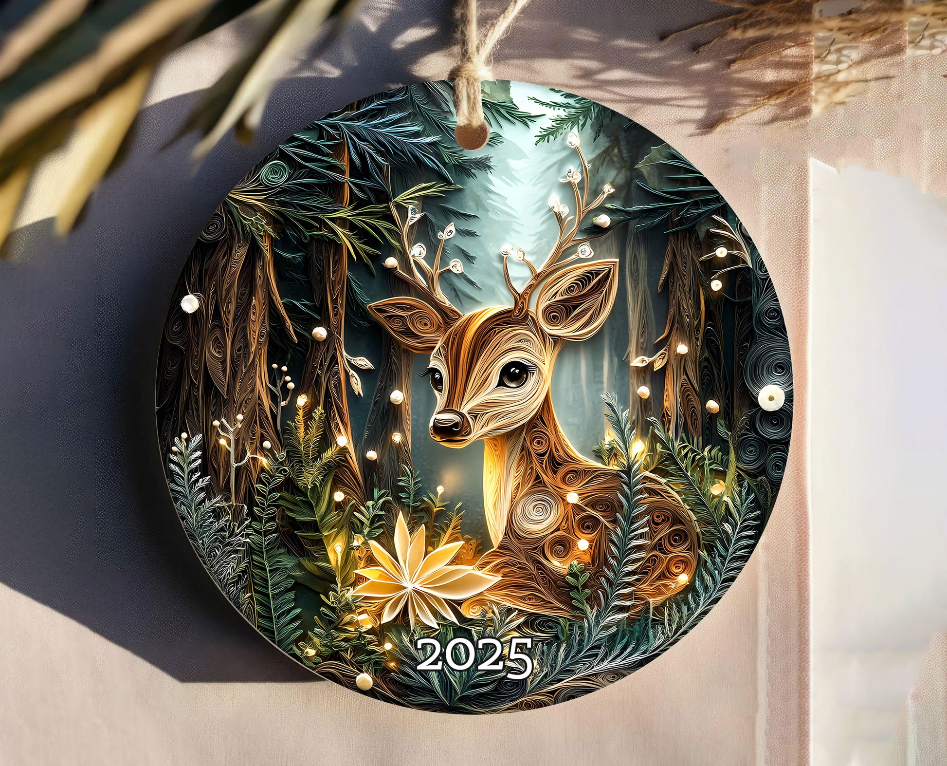 Deer Woodland Ornament, Forest Animal Ornament, Christmas Ornament