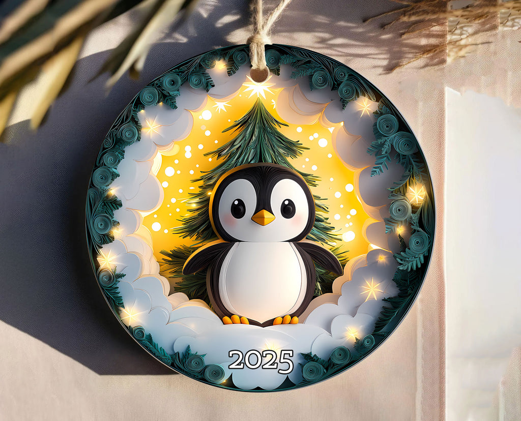 Penguin Christmas Ornament, Gift For Kids, Holiday Decoration, Gift Exchanged, Winter Scene, Unique Gift Idea