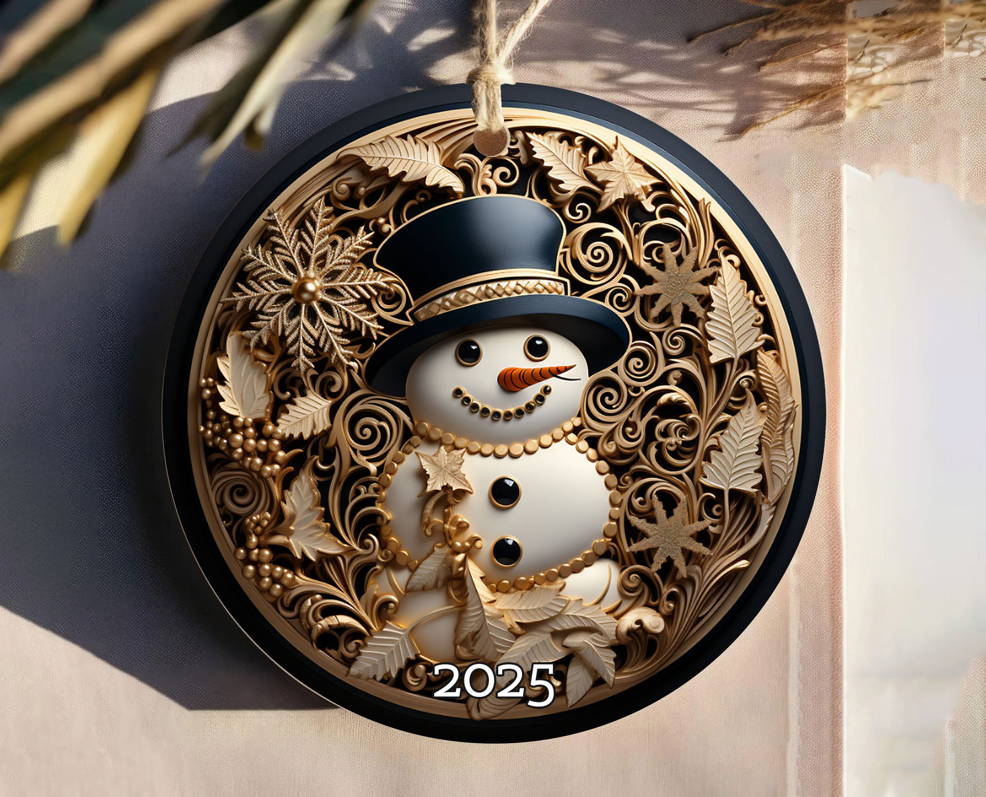 Elegant Snowman Ornament, Serene Gift for Winter Season, Elegant Tree Decoration