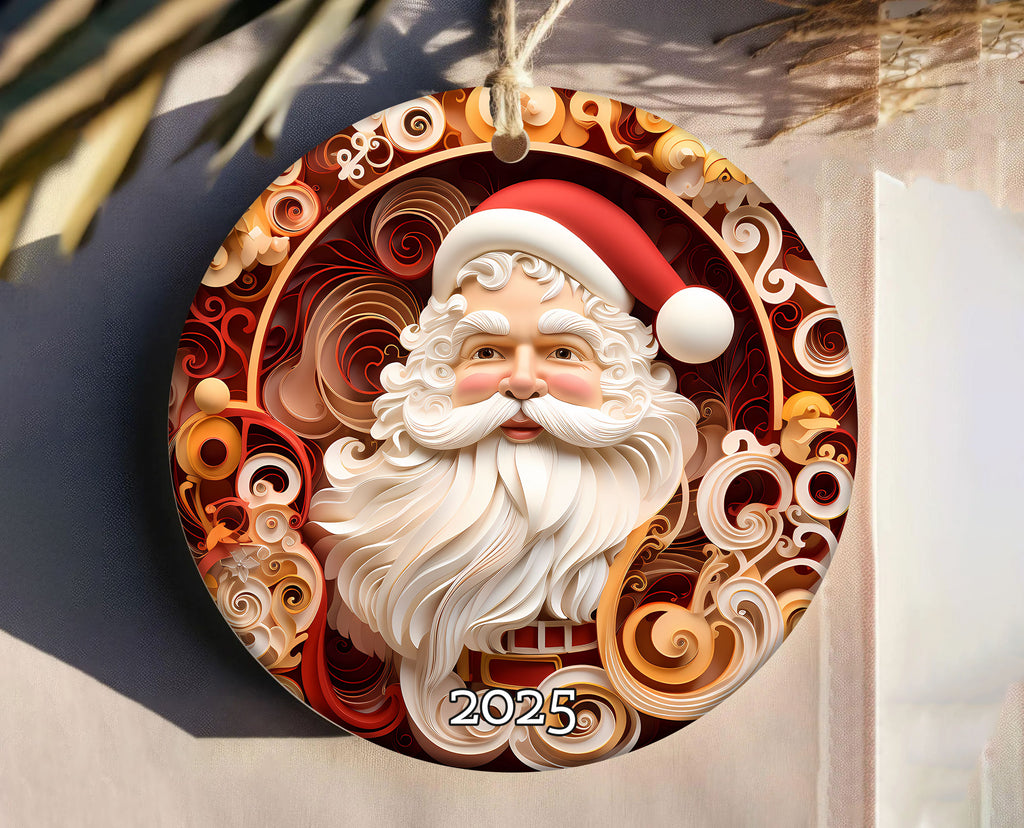 Red Santa Ornament, Christmas Handcraft Holiday Ornament, Helium Keepsake