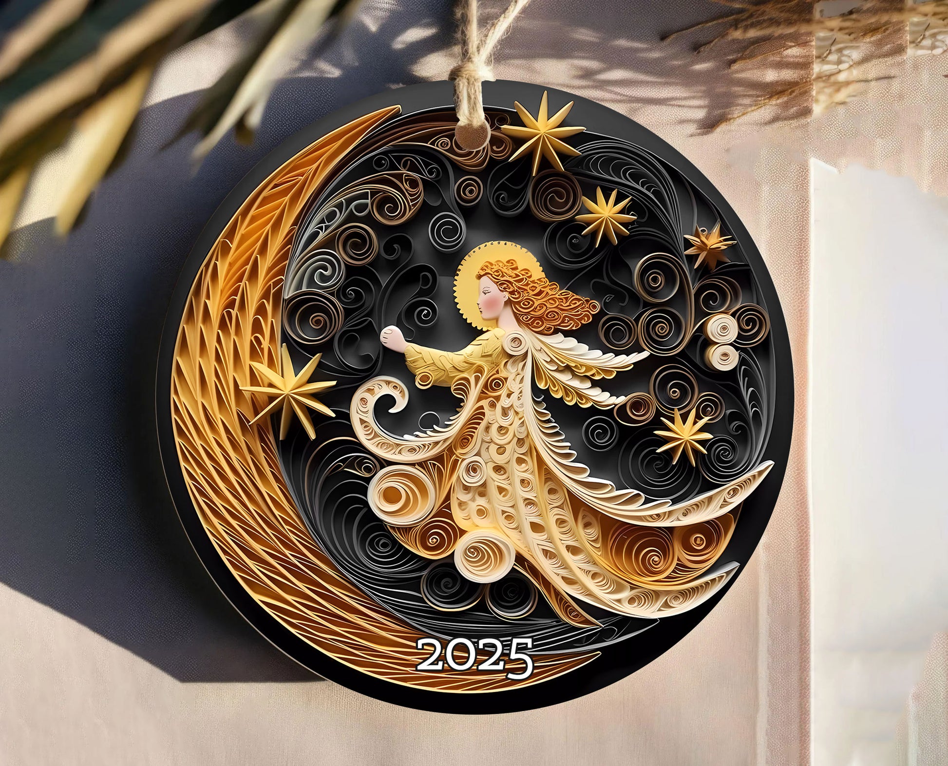 Angel With The Moon Christmas Ornament, Christmas Decoration, Holiday Gift Idea, Heirloom Keepsake