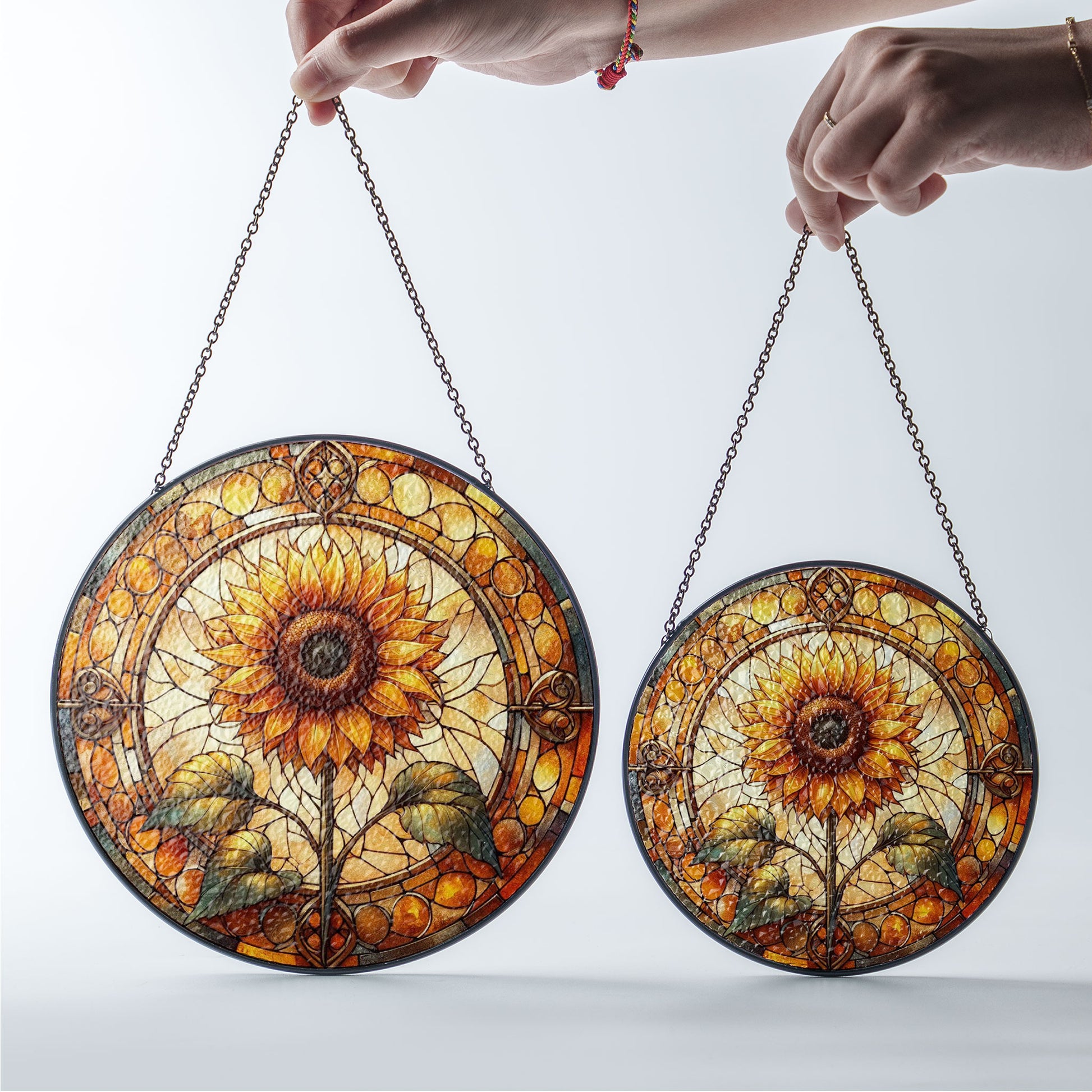 Sunflower Glass Suncatcher Floral Pendant Window Hanging, Sunflower Glass Gift Window Decor, Sunflower Suncatcher, Grandma Gift