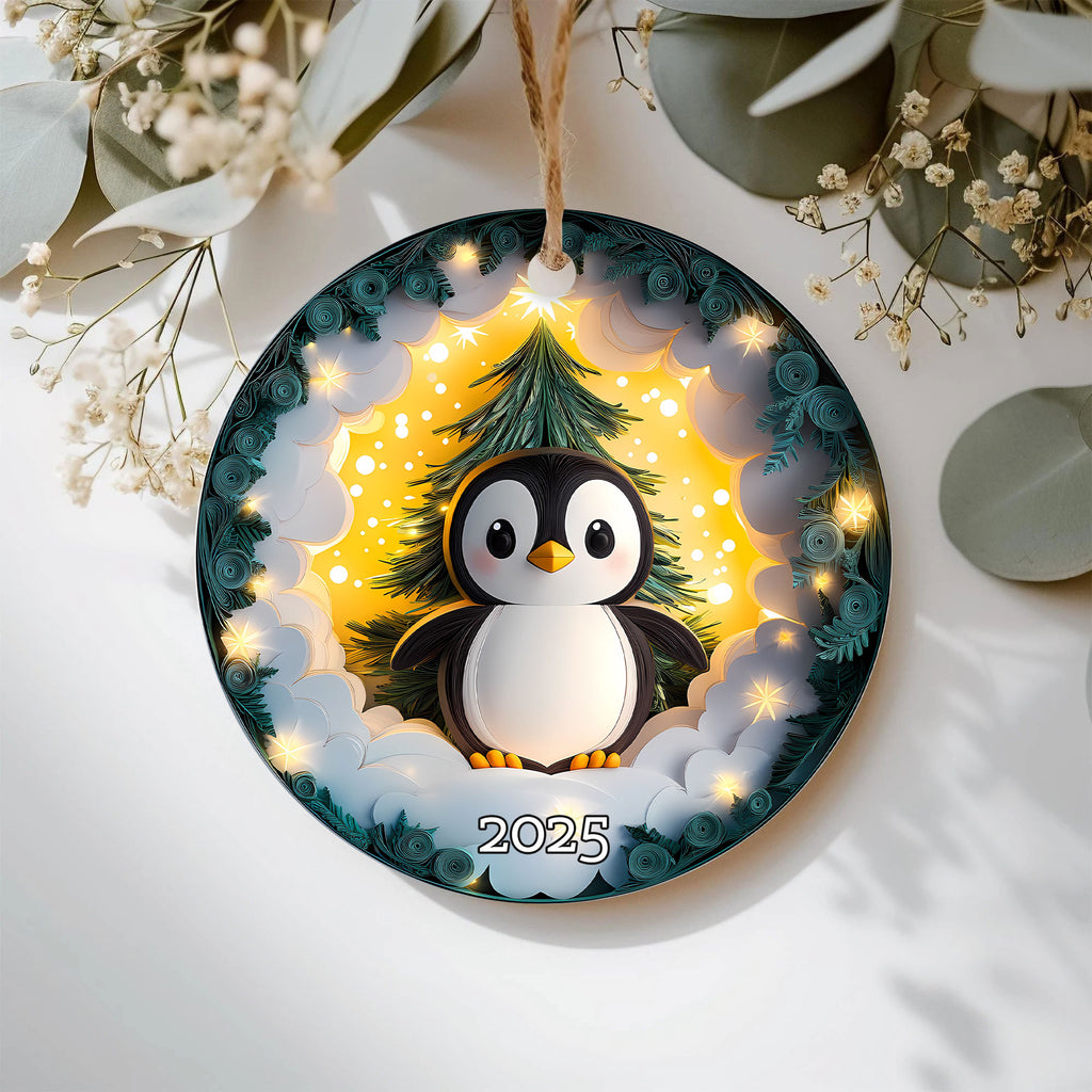 Penguin Christmas Ornament, Gift For Kids, Holiday Decoration, Gift Exchanged, Winter Scene, Unique Gift Idea