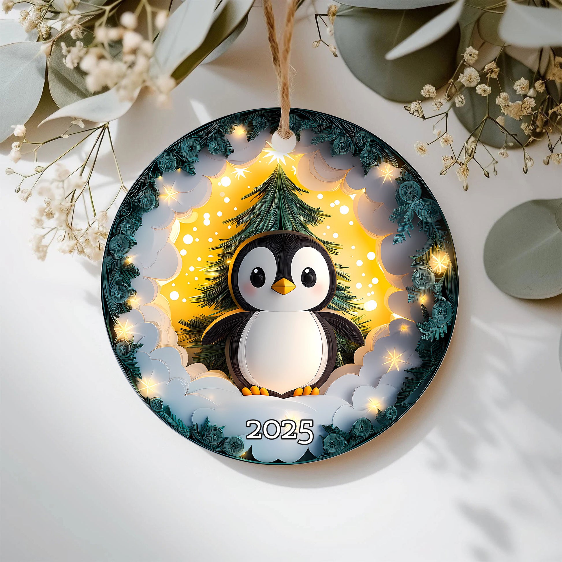 Penguin Christmas Ornament, Gift For Kids, Holiday Decoration, Gift Exchanged, Winter Scene, Unique Gift Idea