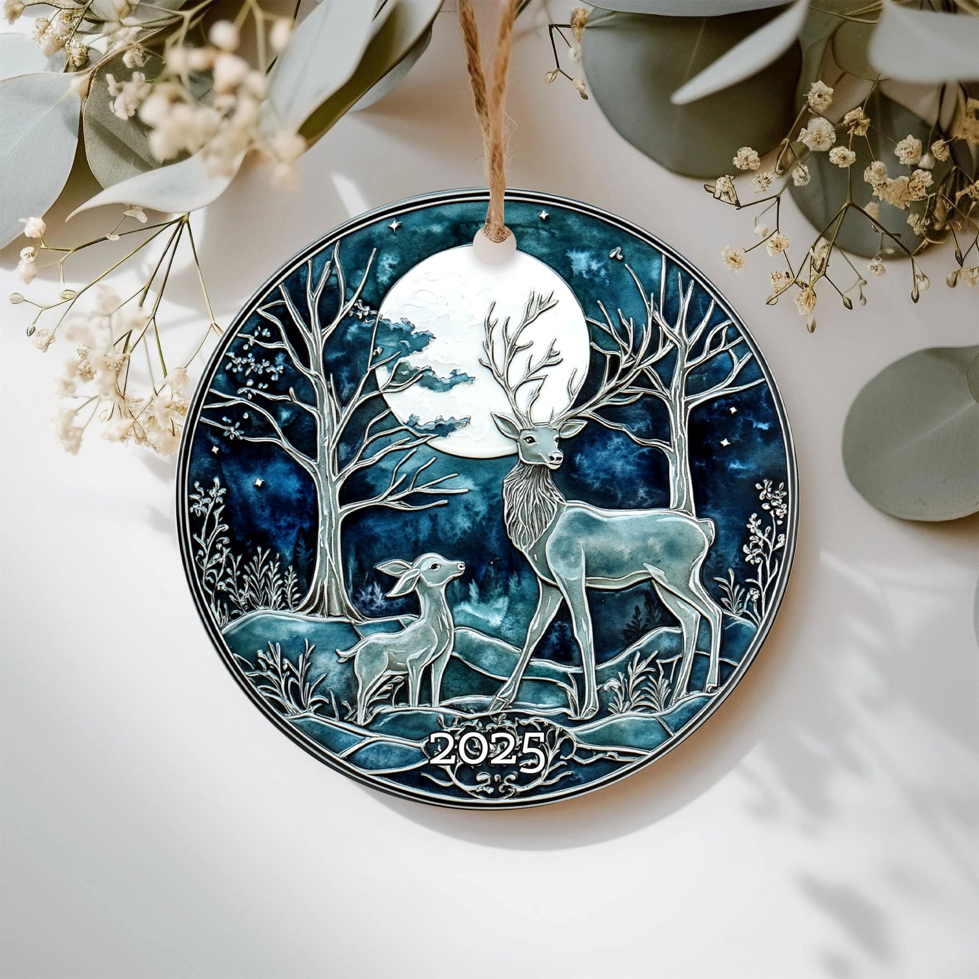 Deer Midnight Forest Christmas Ornament, Holiday Decor, Gift Exchanged