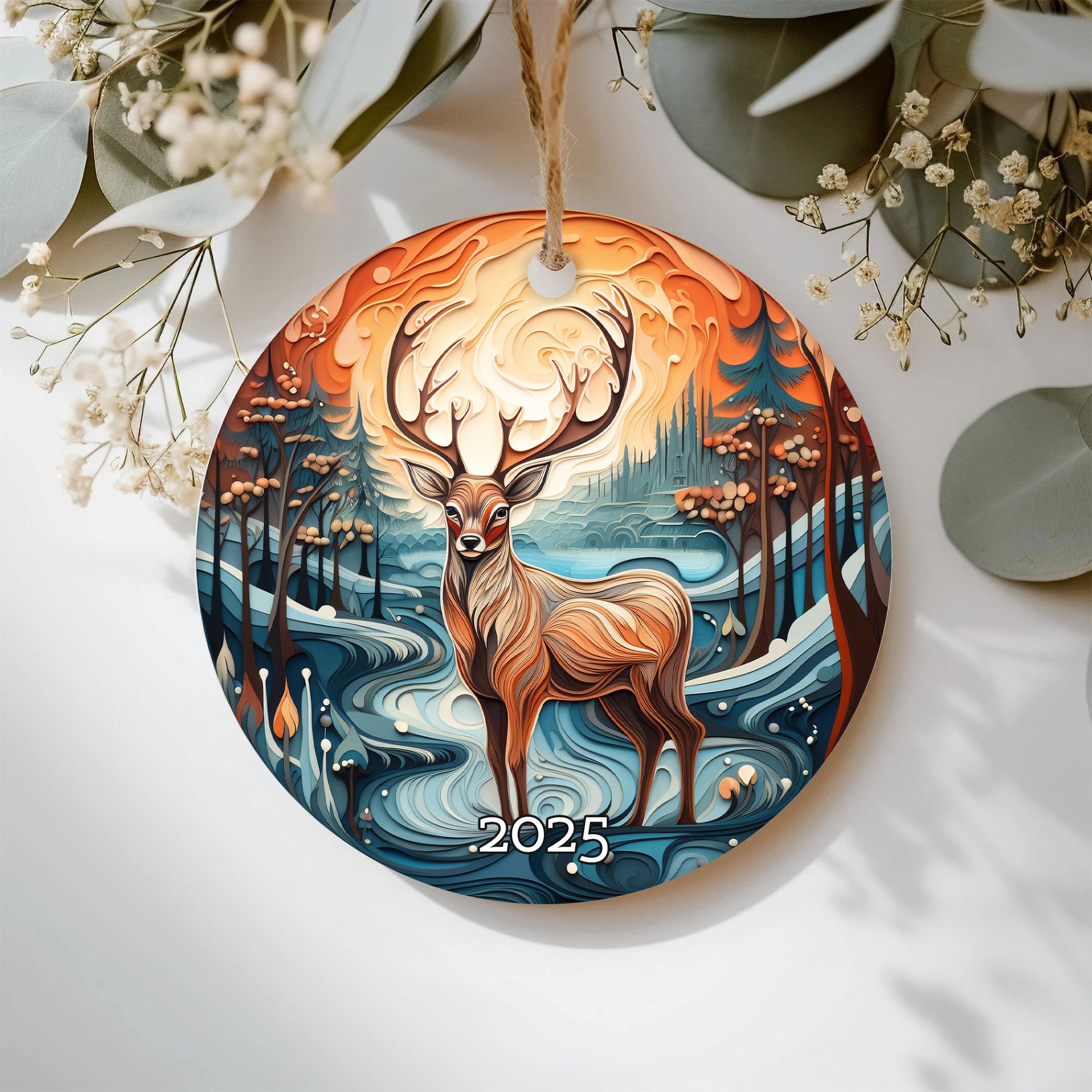 Vintage Deer Christmas Ornament, Christmas Tree Decor, Gift For Nature Lover