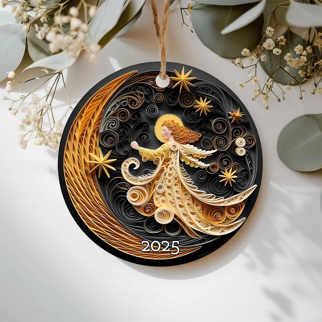 Angel With The Moon Christmas Ornament, Christmas Decoration, Holiday Gift Idea, Heirloom Keepsake