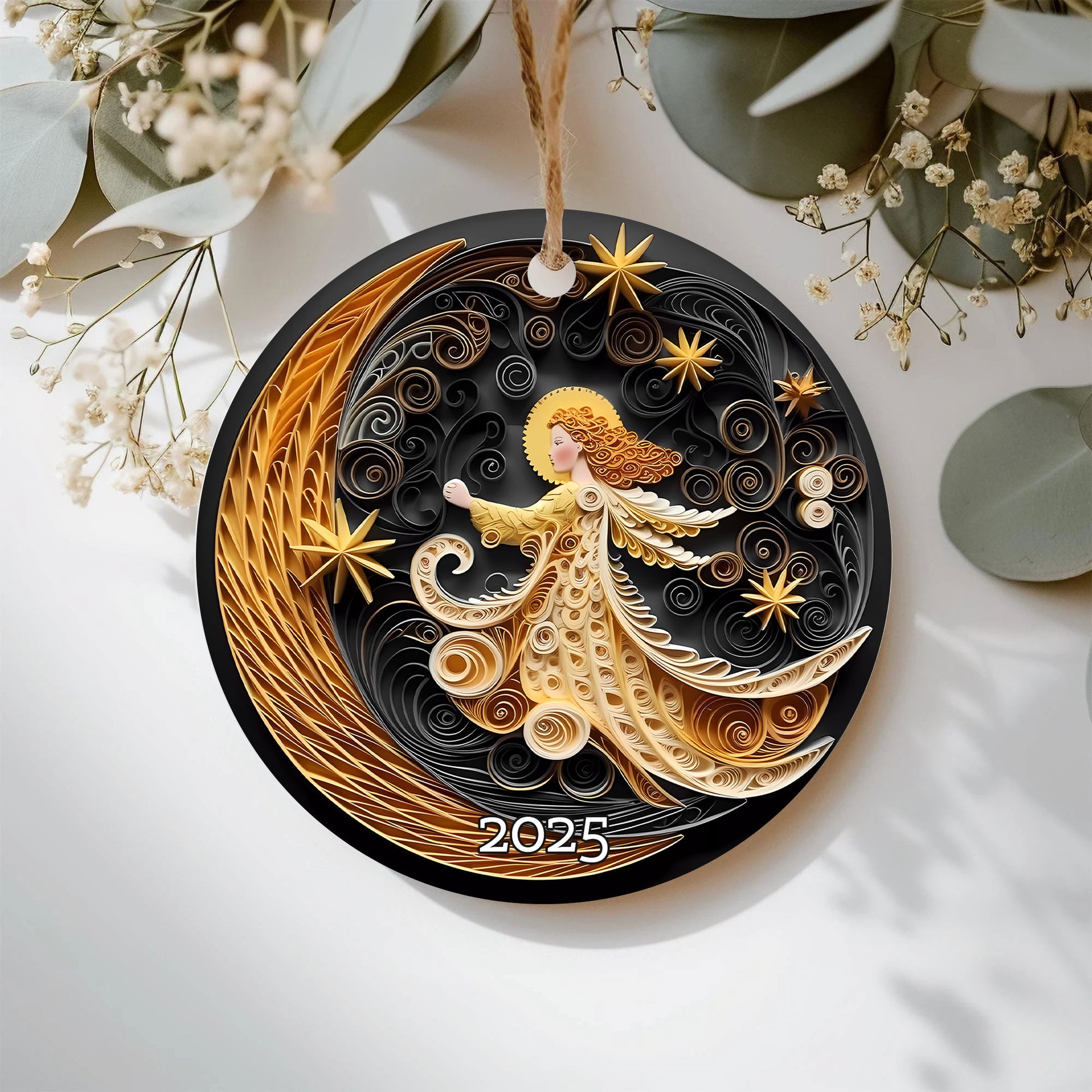 Angel With The Moon Christmas Ornament, Christmas Decoration, Holiday Gift Idea, Heirloom Keepsake