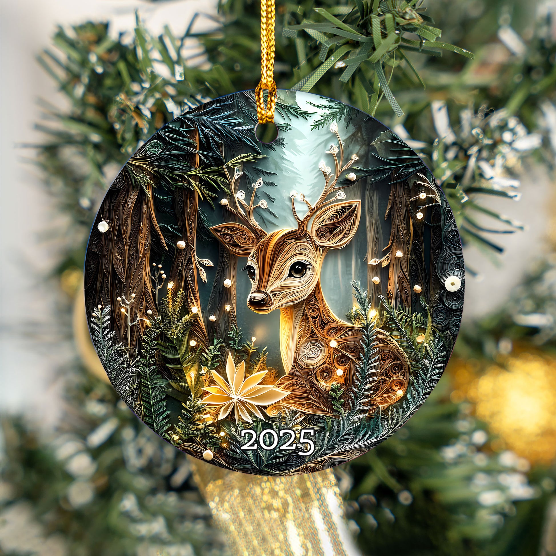 Deer Woodland Ornament, Forest Animal Ornament, Christmas Ornament