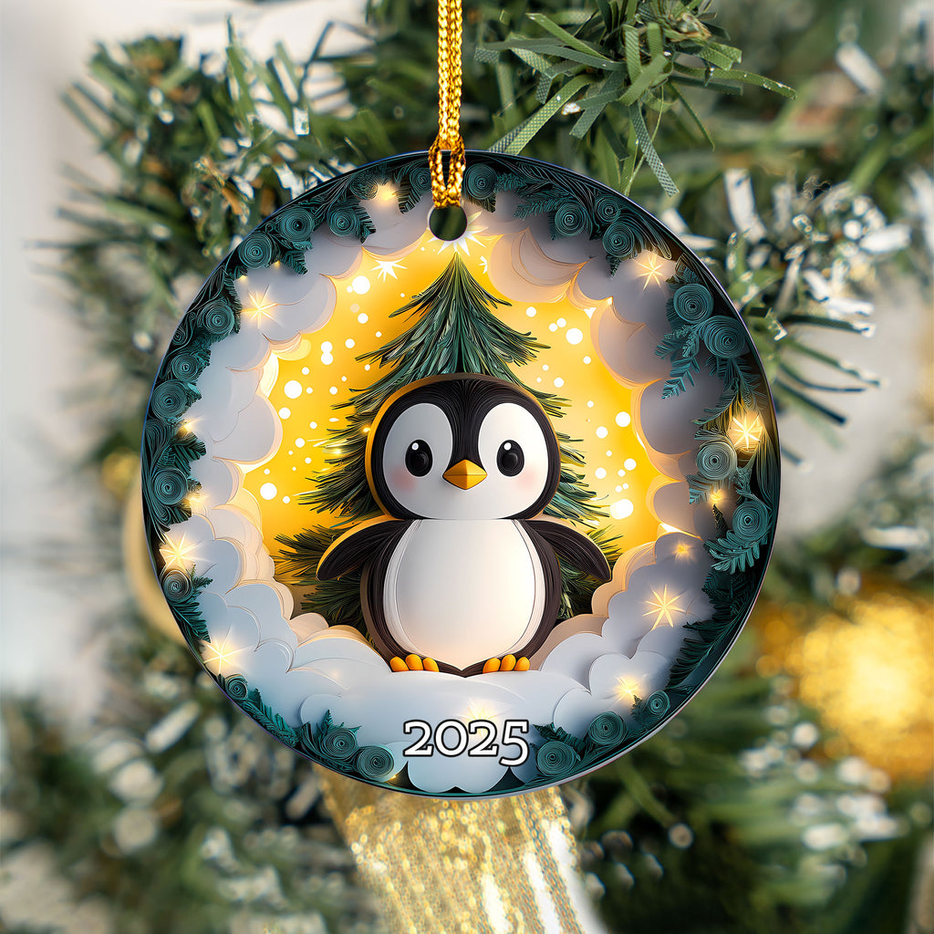 Penguin Christmas Ornament, Gift For Kids, Holiday Decoration, Gift Exchanged, Winter Scene, Unique Gift Idea