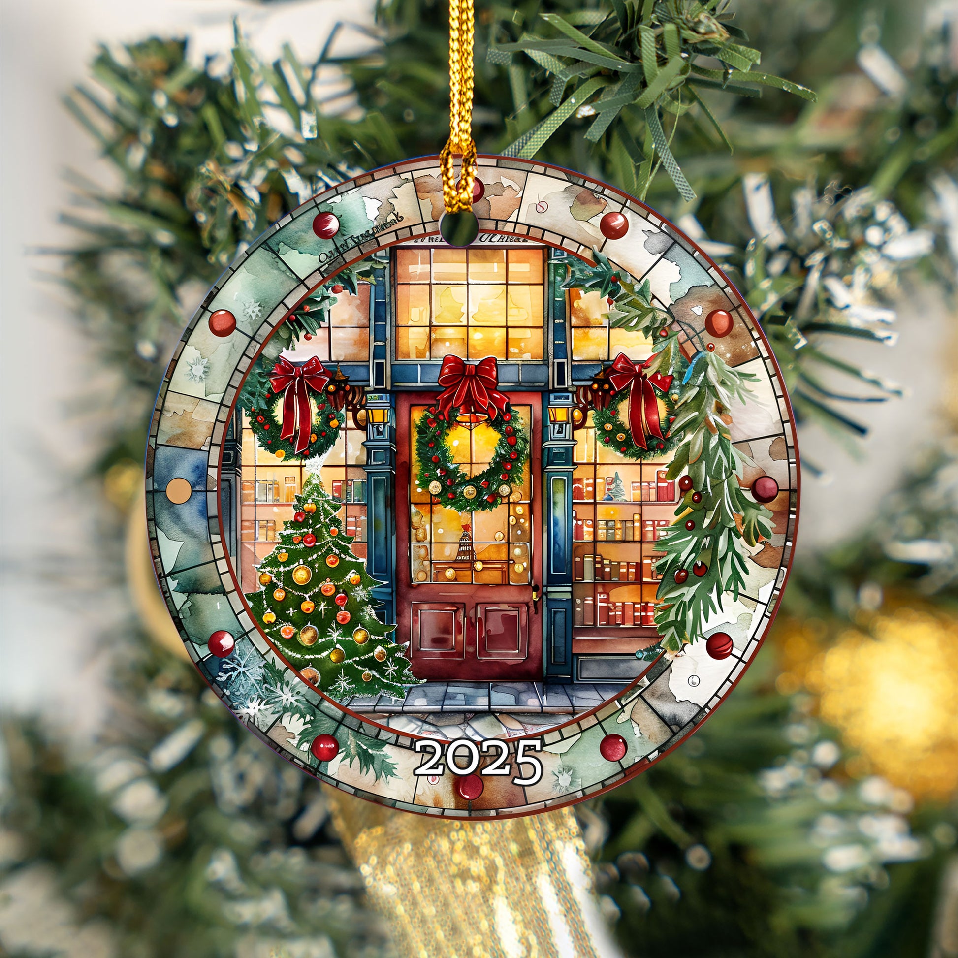 Christmas Bookstore Ornament, Literary Holiday Tree Decor, Book Lover Ornament