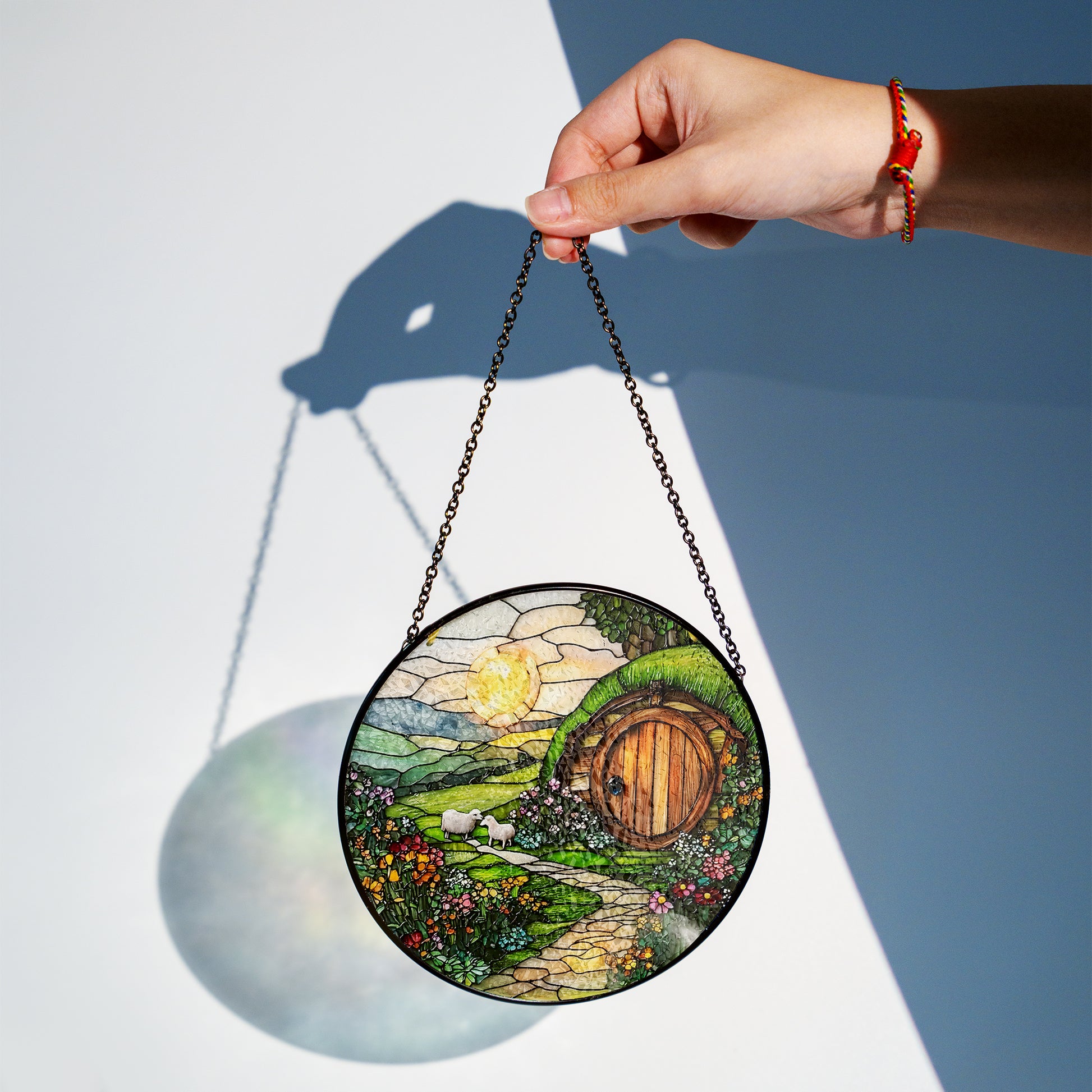The Shire Stained Glass Suncatcher, Sunshine House Acrylic Decor, Fantasy Window Art, LOTR Inspired Gift, Whimsical Cottagecore Accent