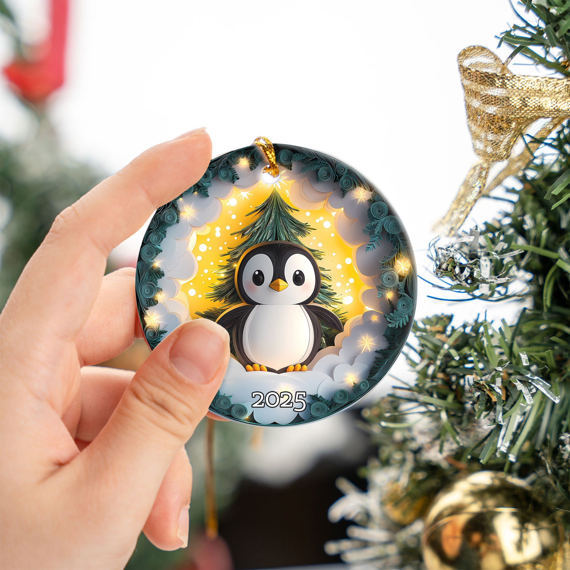Penguin Christmas Ornament, Gift For Kids, Holiday Decoration, Gift Exchanged, Winter Scene, Unique Gift Idea