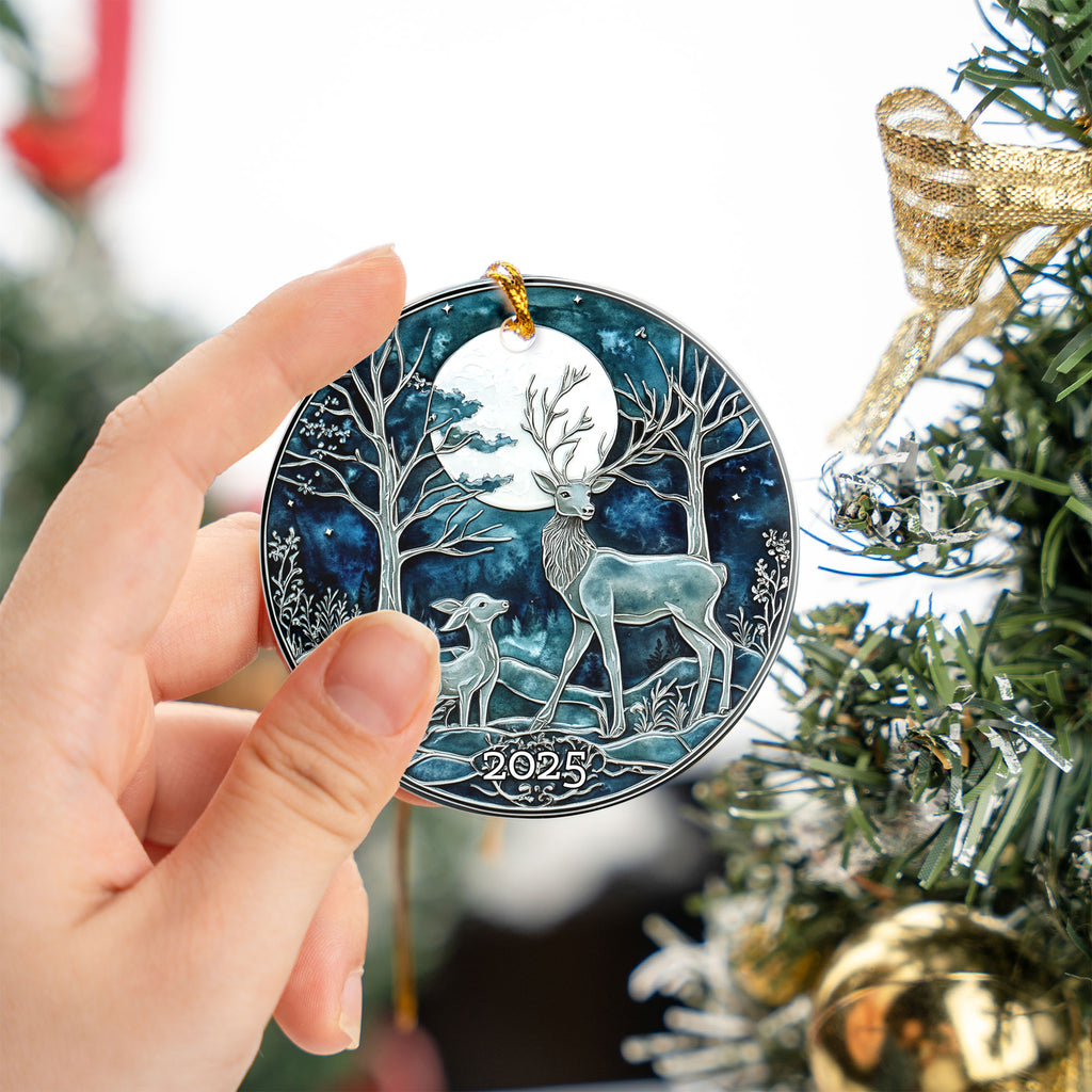 Deer Midnight Forest Christmas Ornament, Holiday Decor, Gift Exchanged