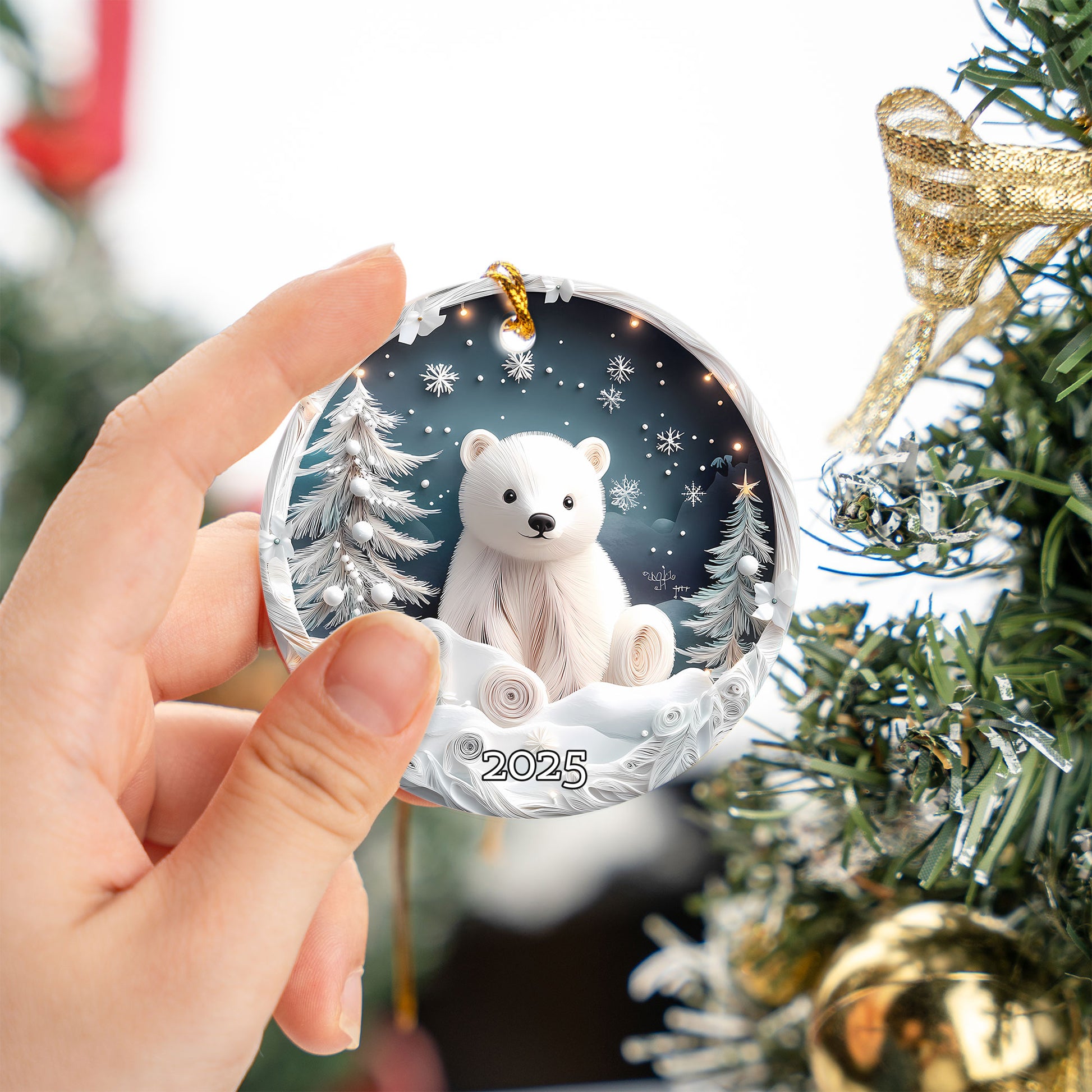 Cute Bear Christmas Tree Ornament, Christmas Decoration, Holiday Gift Idea, Heirloom Keepsake (Copy)
