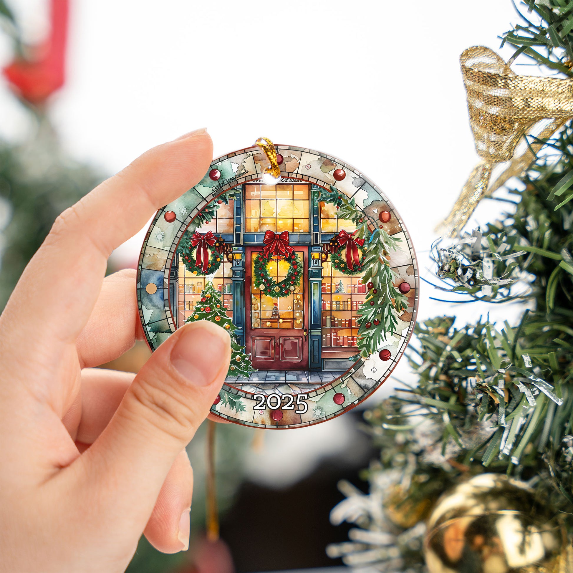 Christmas Bookstore Ornament, Literary Holiday Tree Decor, Book Lover Ornament