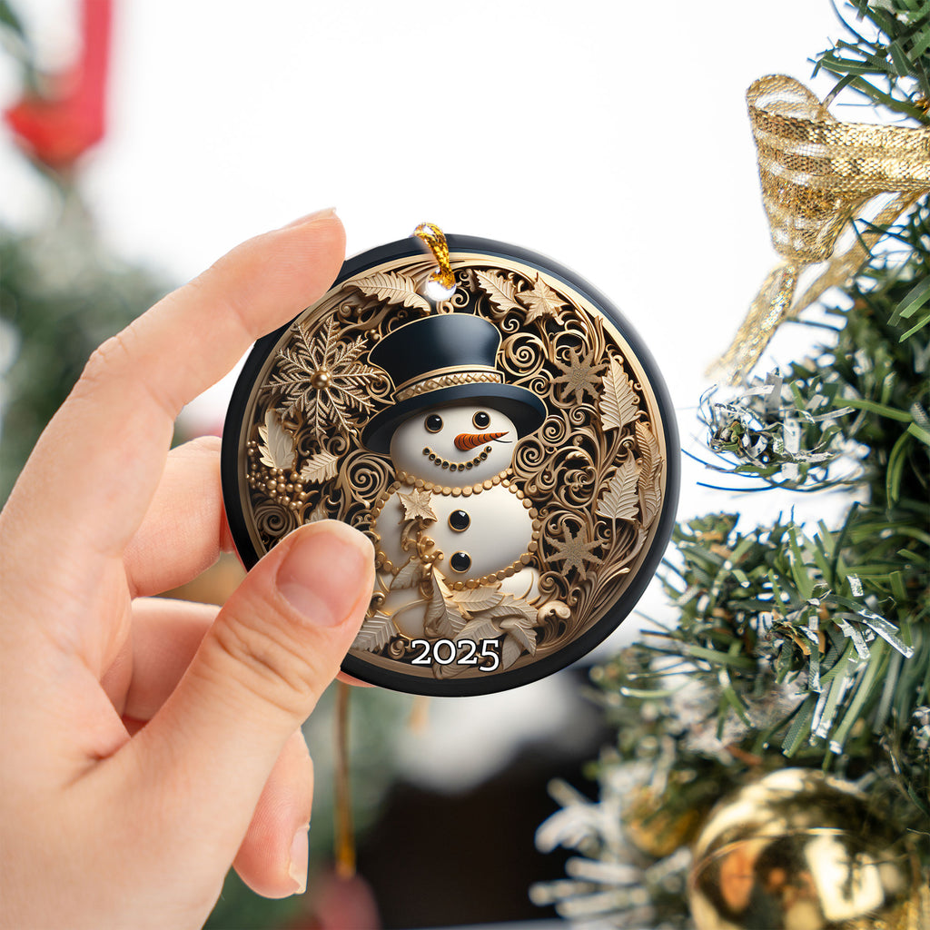 Elegant Snowman Ornament, Serene Gift for Winter Season, Elegant Tree Decoration