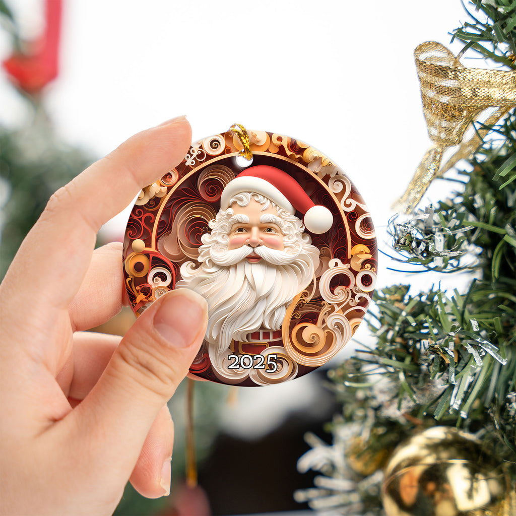 Red Santa Ornament, Christmas Handcraft Holiday Ornament, Helium Keepsake