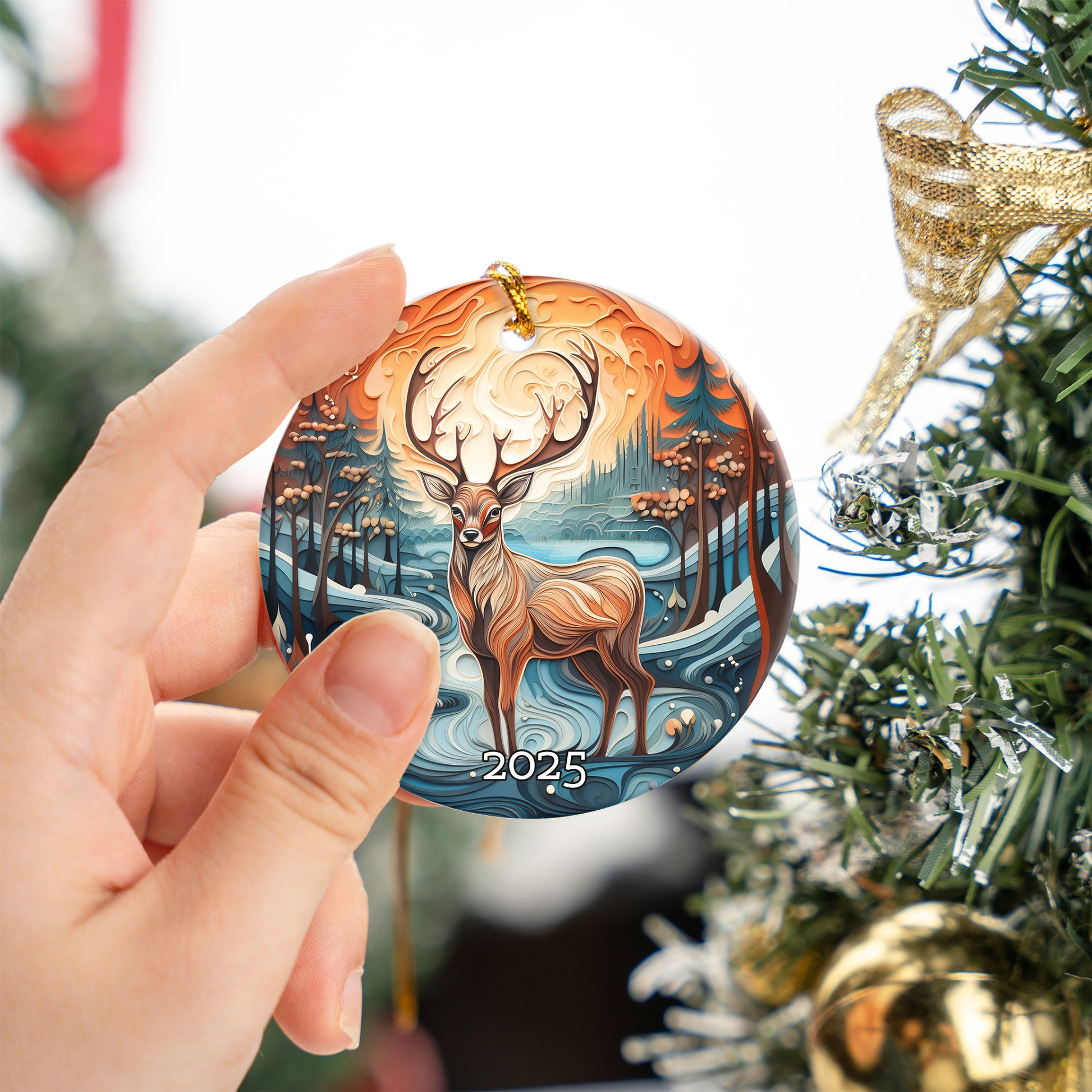 Vintage Deer Christmas Ornament, Christmas Tree Decor, Gift For Nature Lover