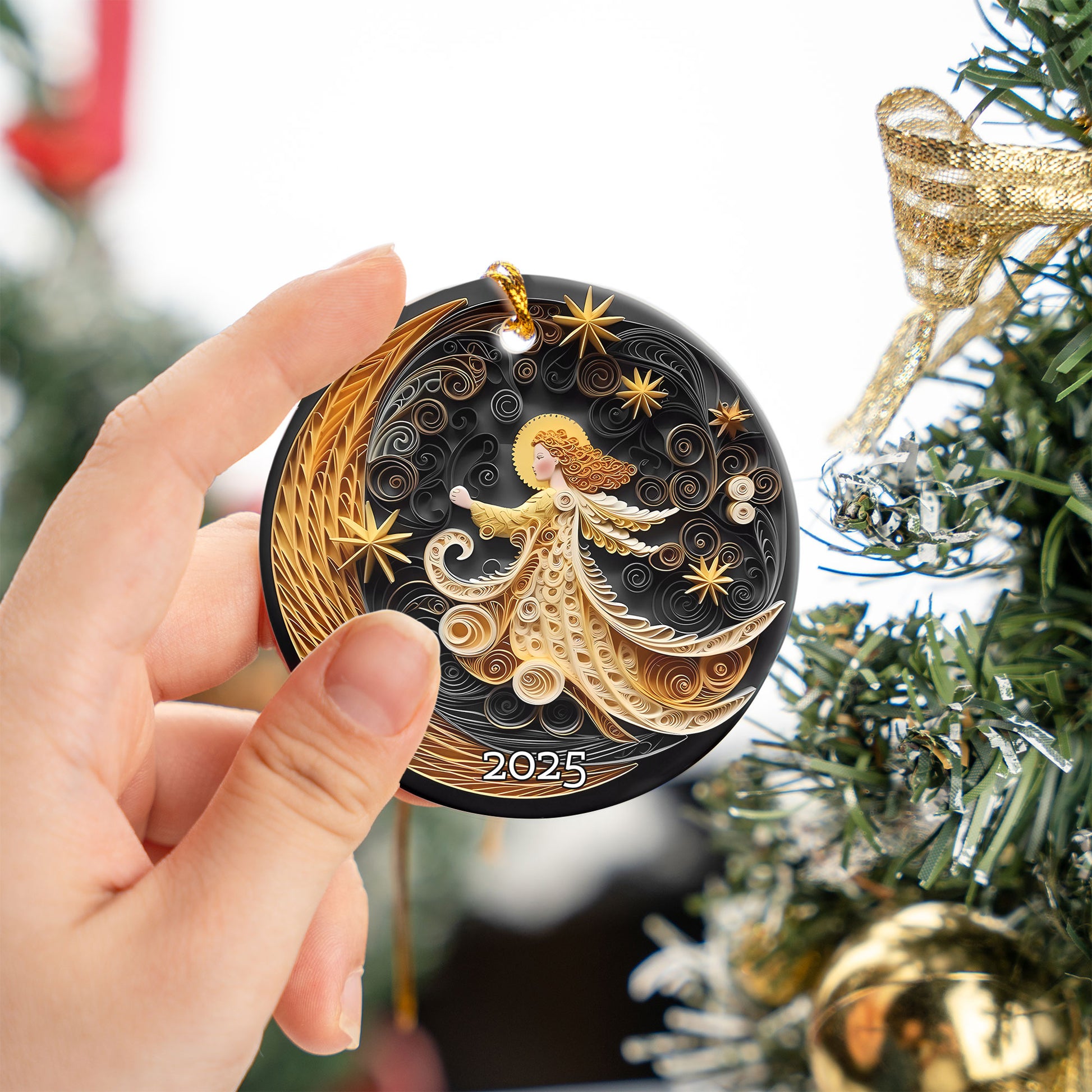 Angel With The Moon Christmas Ornament, Christmas Decoration, Holiday Gift Idea, Heirloom Keepsake
