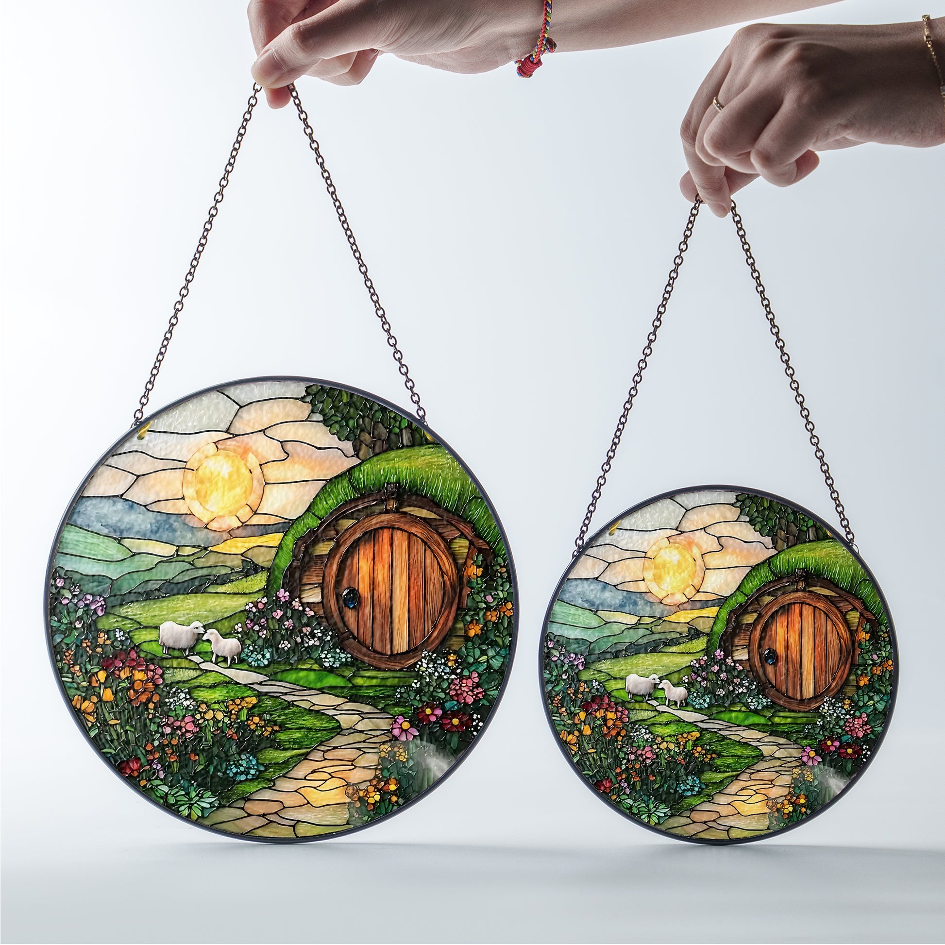 The Shire Stained Glass Suncatcher, Sunshine House Acrylic Decor, Fantasy Window Art, LOTR Inspired Gift, Whimsical Cottagecore Accent