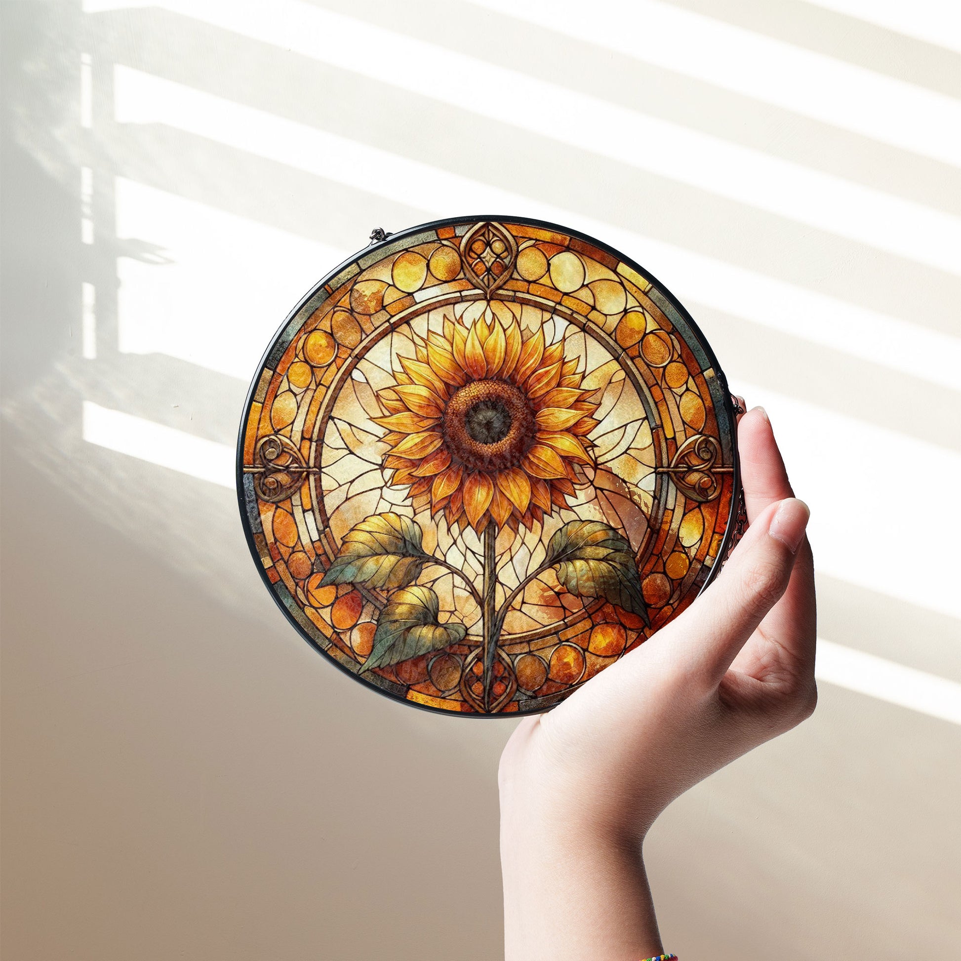 Sunflower Glass Suncatcher Floral Pendant Window Hanging, Sunflower Glass Gift Window Decor, Sunflower Suncatcher, Grandma Gift