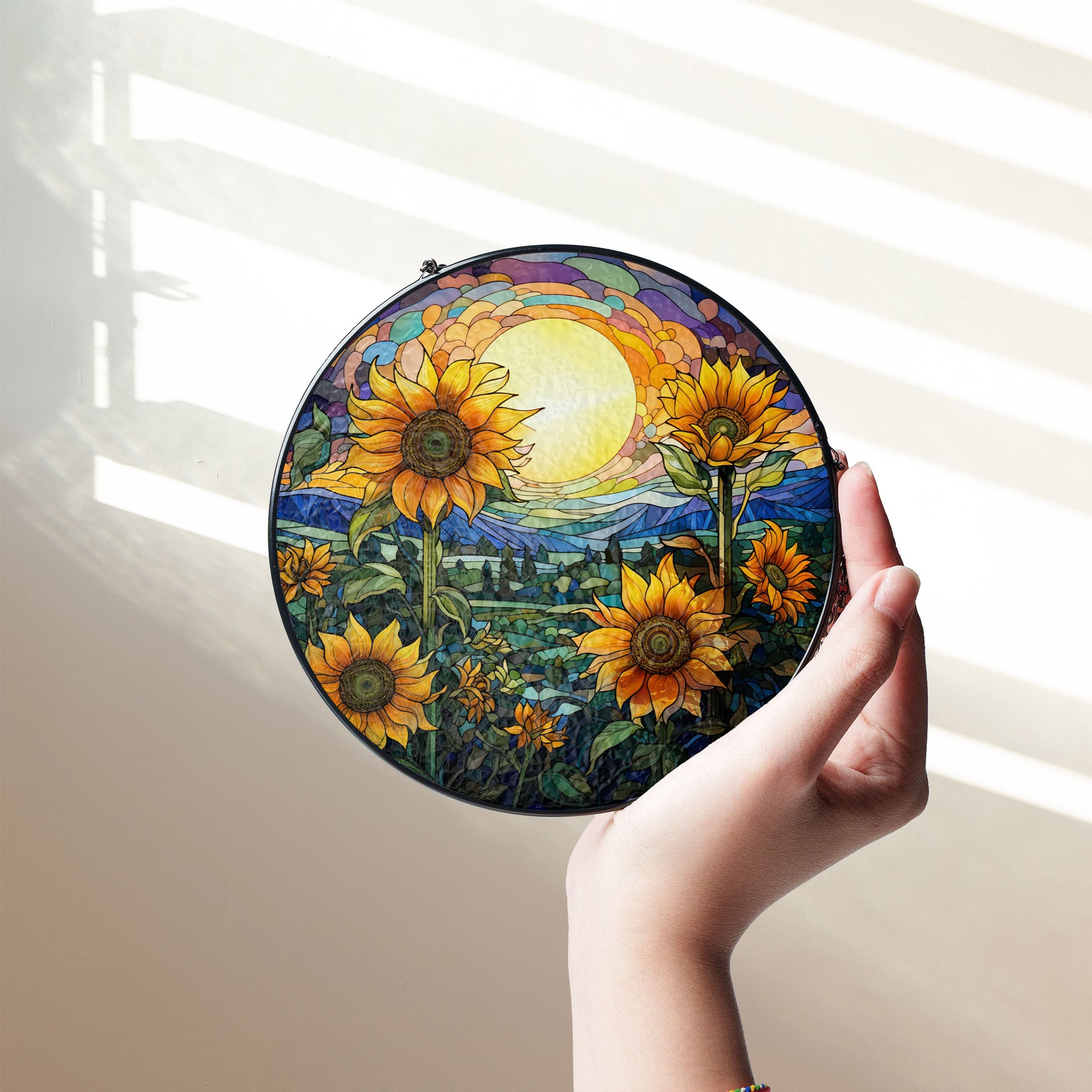 Sunflowers Window Stained Glass, Sunflowers Suncatcher, Flower Garden Gift Home Decor
