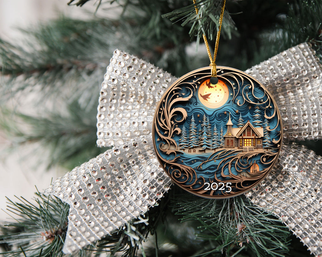 Enchanted Winter Village Fairy Tale Christmas Ornament