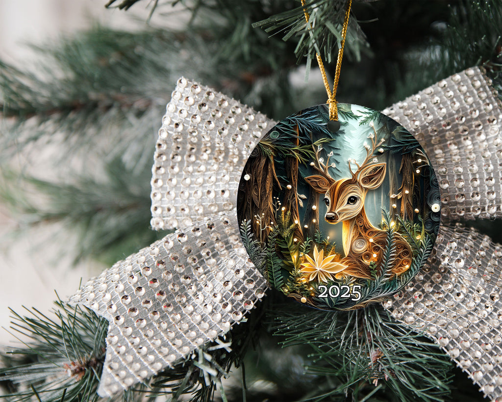 Deer Woodland Ornament, Forest Animal Ornament, Christmas Ornament