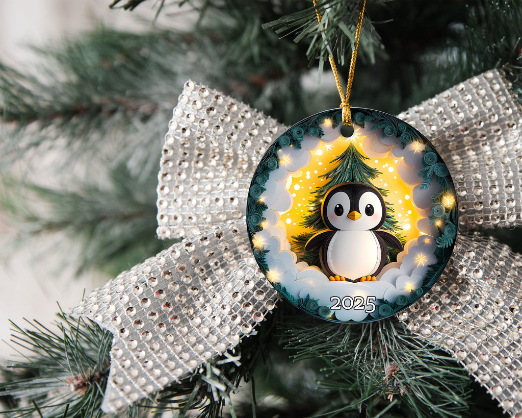 Penguin Christmas Ornament, Gift For Kids, Holiday Decoration, Gift Exchanged, Winter Scene, Unique Gift Idea