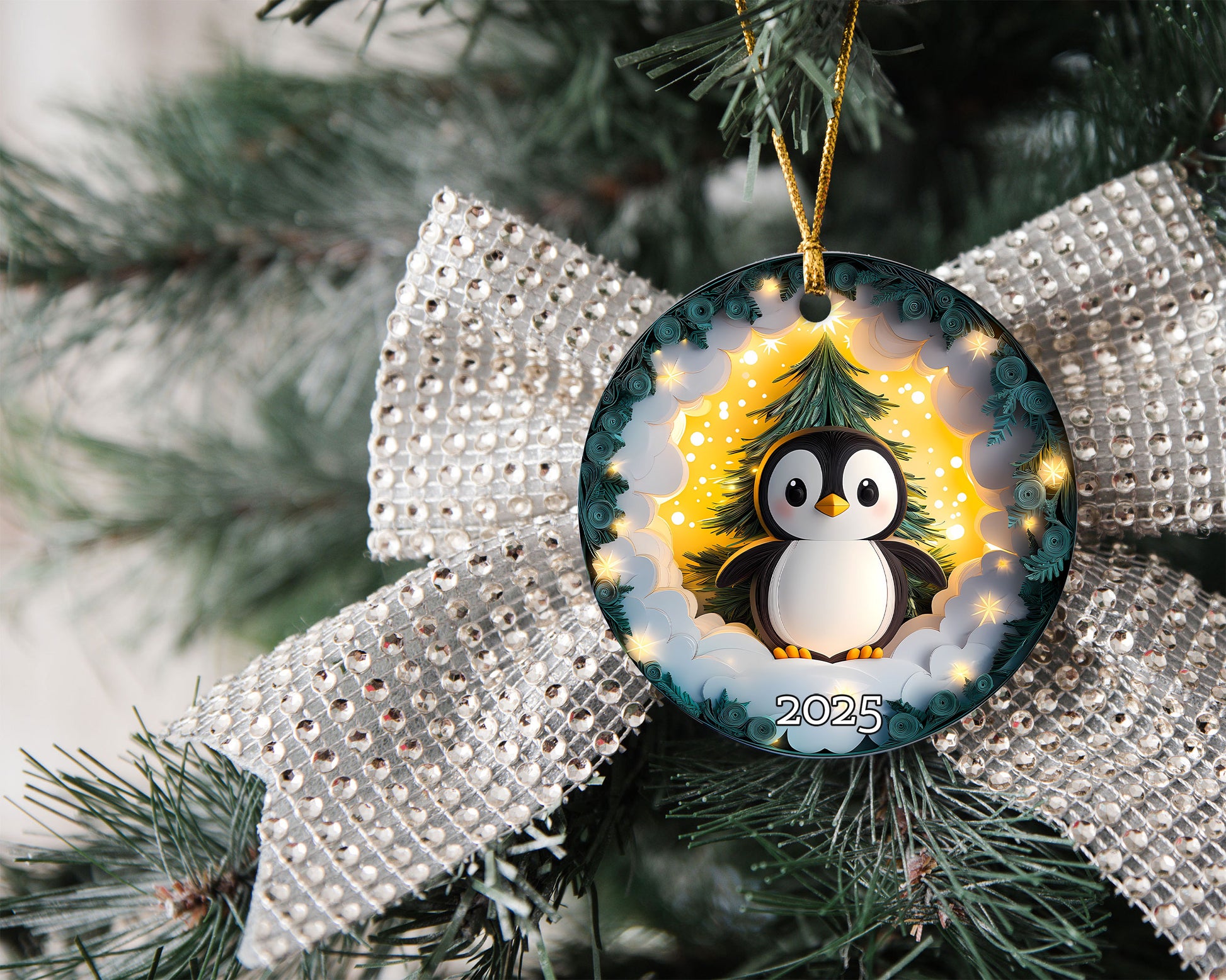 Penguin Christmas Ornament, Gift For Kids, Holiday Decoration, Gift Exchanged, Winter Scene, Unique Gift Idea