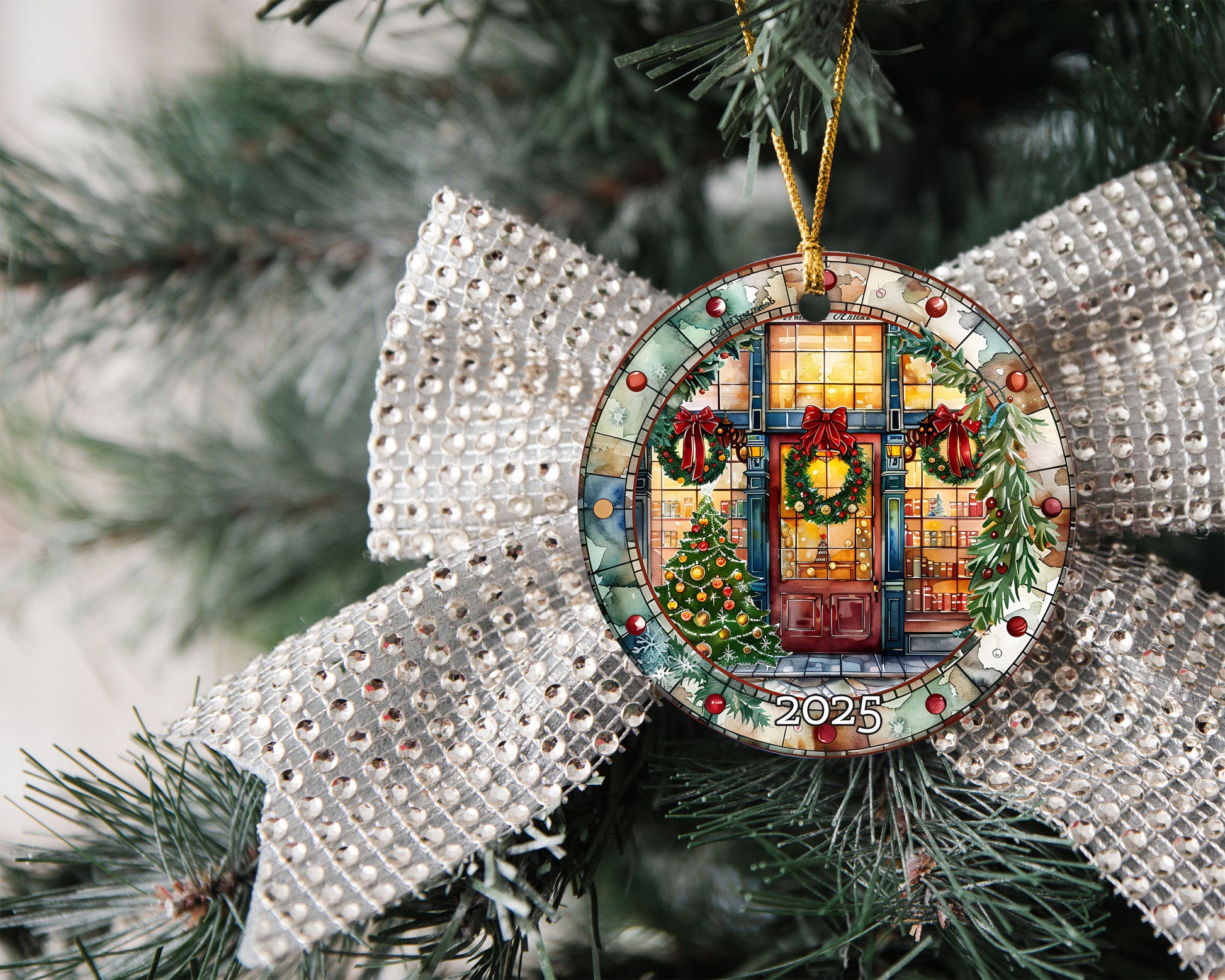 Christmas Bookstore Ornament, Literary Holiday Tree Decor, Book Lover Ornament