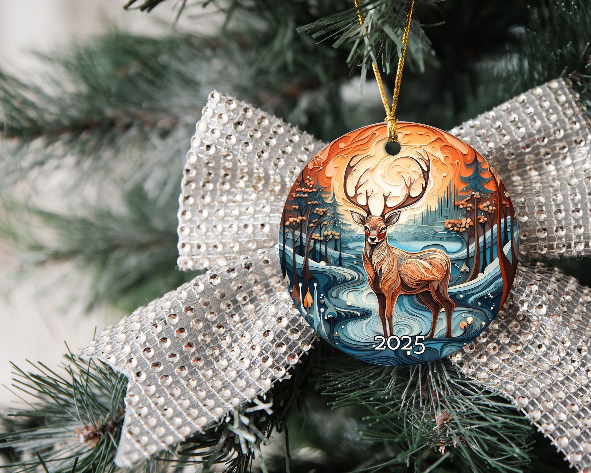 Vintage Deer Christmas Ornament, Christmas Tree Decor, Gift For Nature Lover