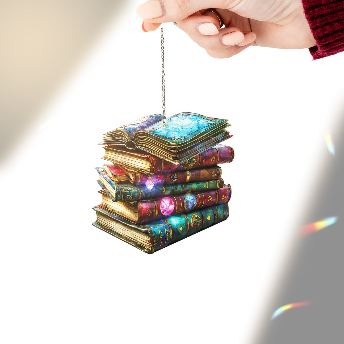 Flower Book Acrylic Suncatcher Window Hanging, Library Book Decor Home, Book Club Lover Gift