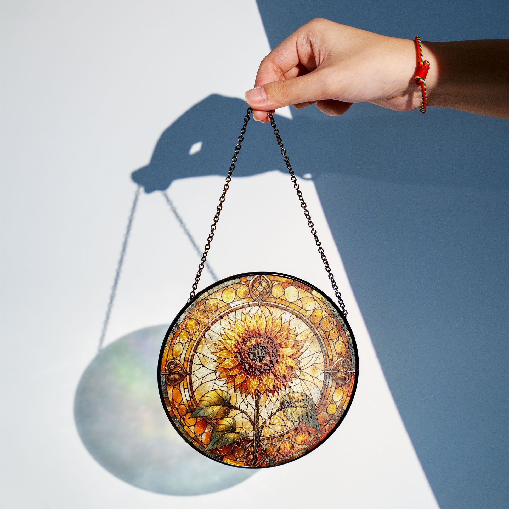 Sunflower Glass Suncatcher Floral Pendant Window Hanging, Sunflower Glass Gift Window Decor, Sunflower Suncatcher, Grandma Gift