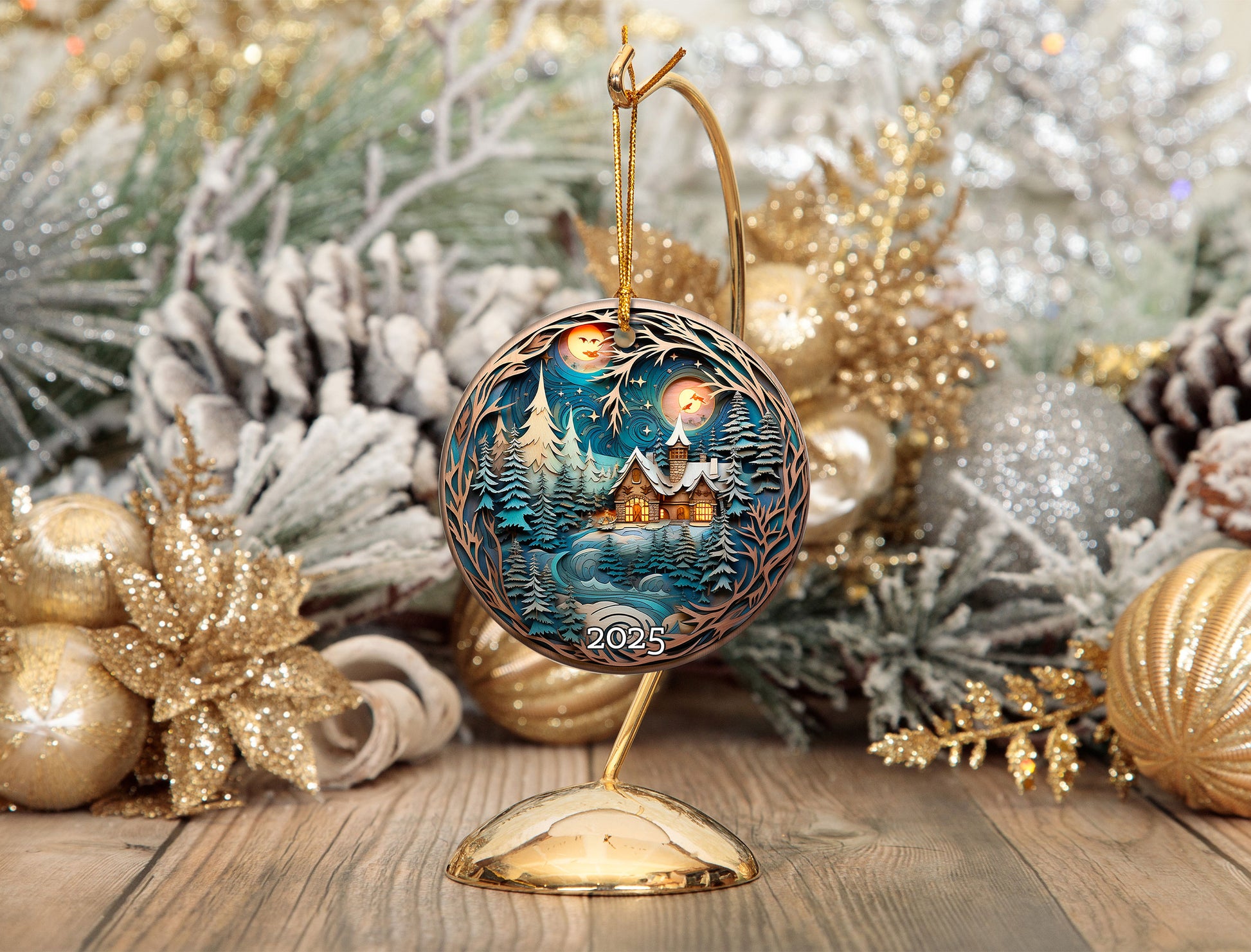 Winter Cottage Scene Ornament 2025 Unique Xmas Gift Idea