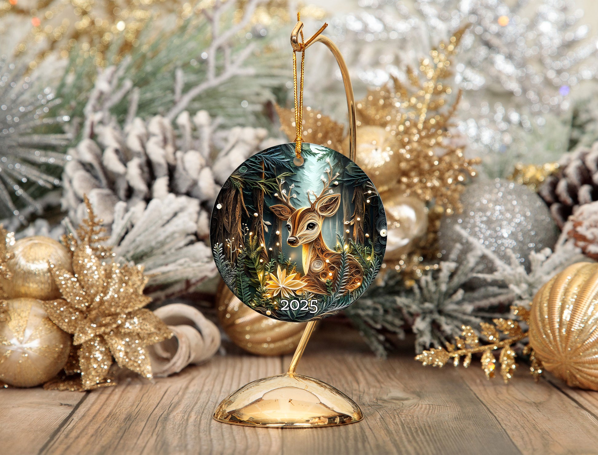 Deer Woodland Ornament, Forest Animal Ornament, Christmas Ornament