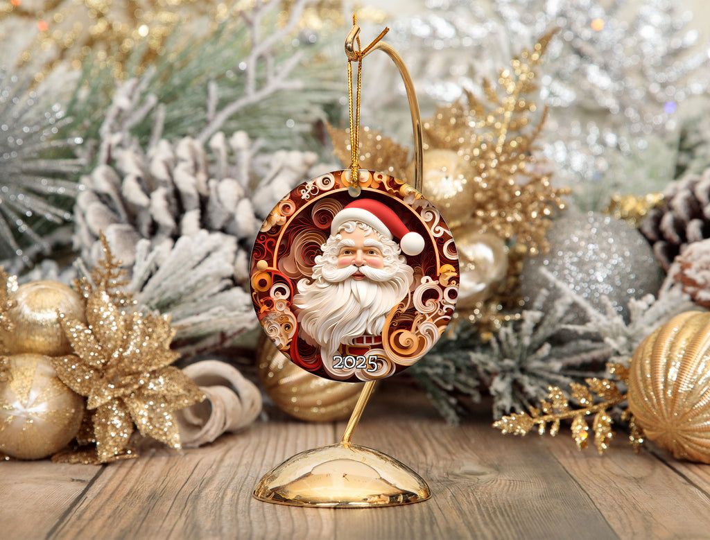 Red Santa Ornament, Christmas Handcraft Holiday Ornament, Helium Keepsake
