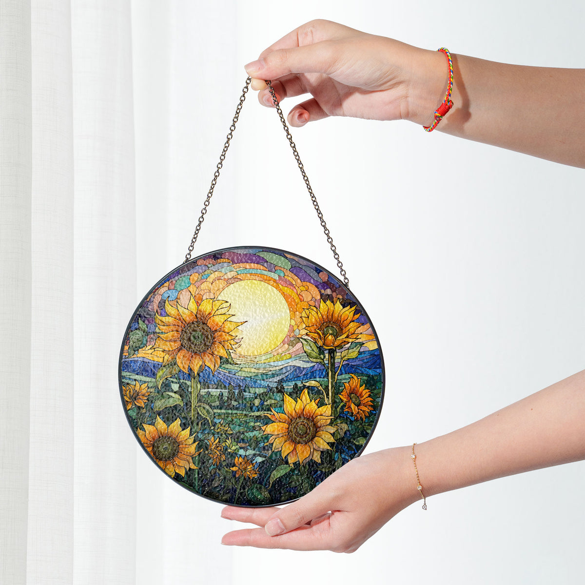 Sunflowers Window Stained Glass, Sunflowers Suncatcher, Flower Garden Gift Home Decor