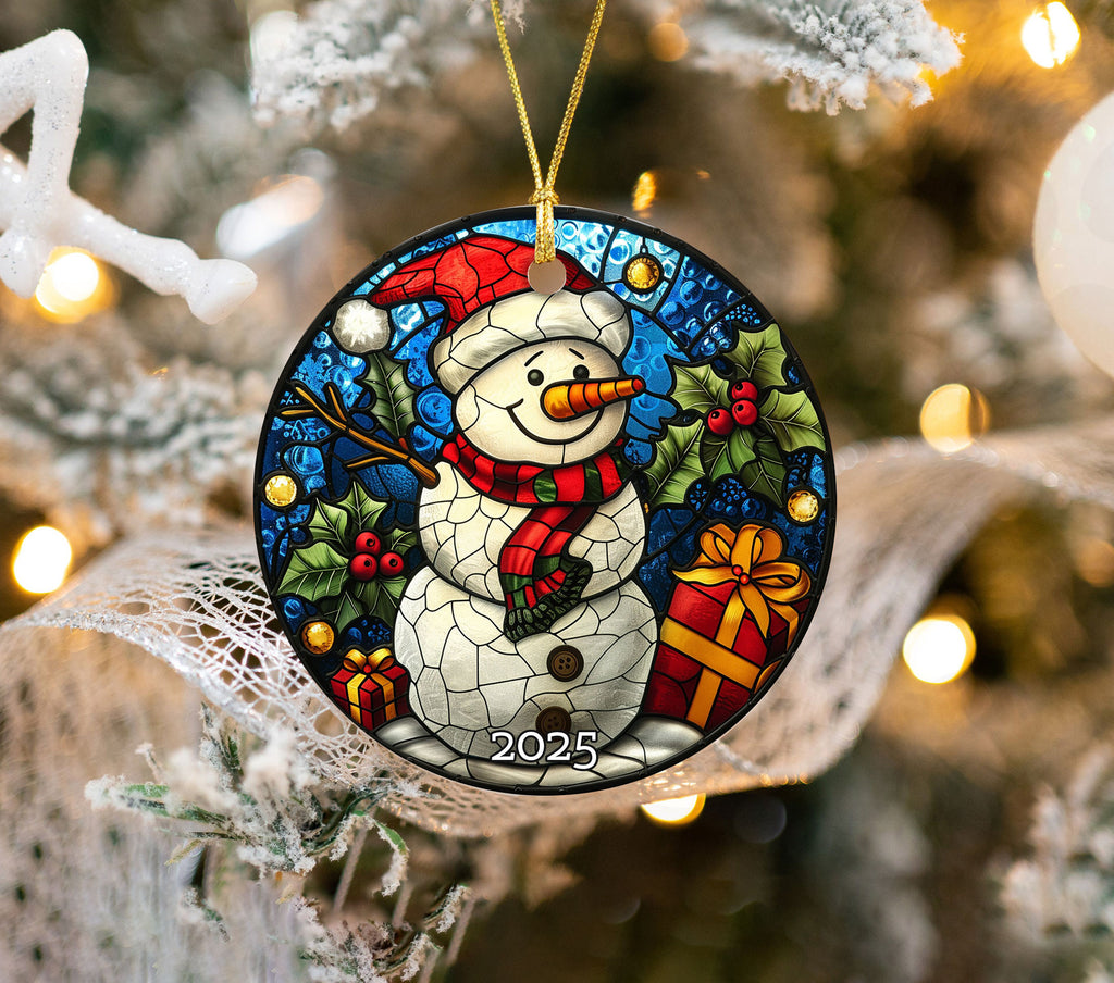 Stained Glass Style Santa Ornament, Perfect Gift Exchange, Christmas Tree Decoration