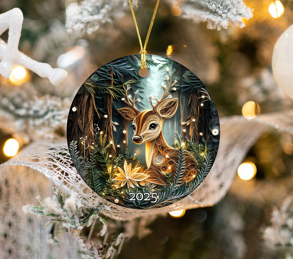 Deer Woodland Ornament, Forest Animal Ornament, Christmas Ornament