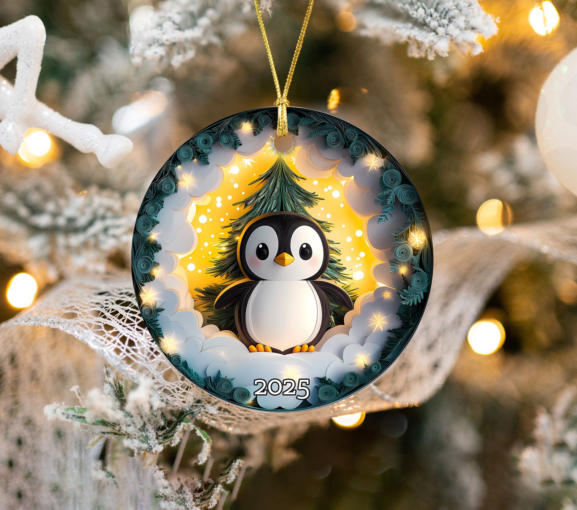 Penguin Christmas Ornament, Gift For Kids, Holiday Decoration, Gift Exchanged, Winter Scene, Unique Gift Idea