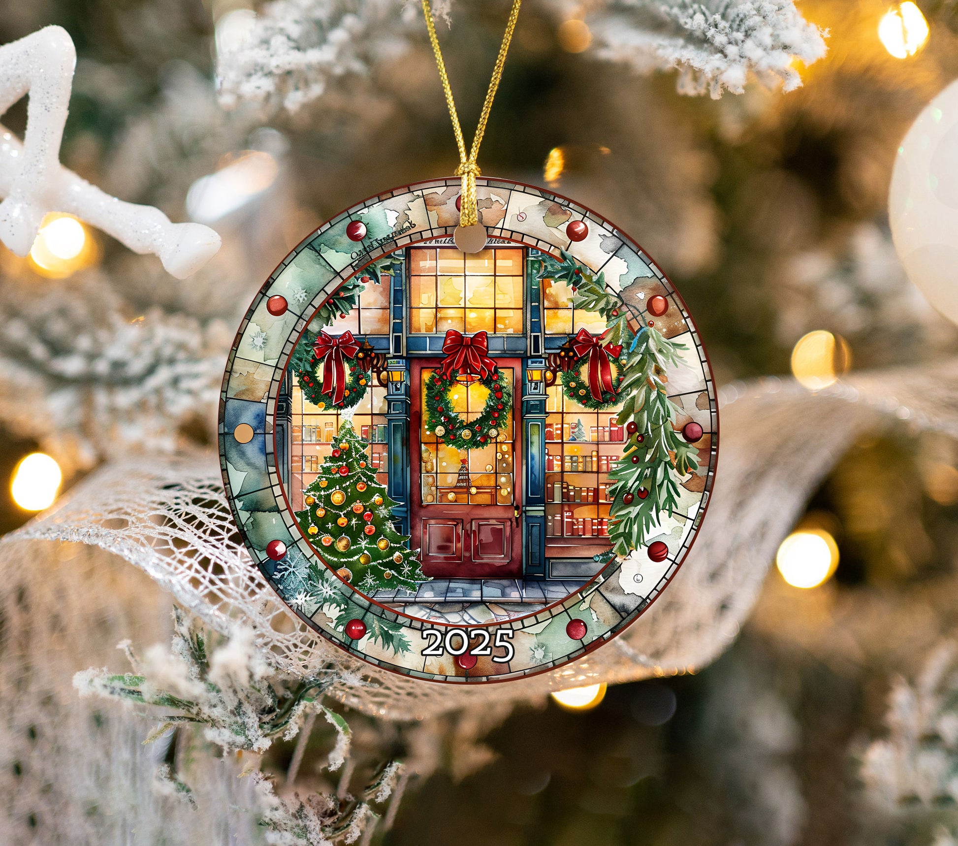 Christmas Bookstore Ornament, Literary Holiday Tree Decor, Book Lover Ornament