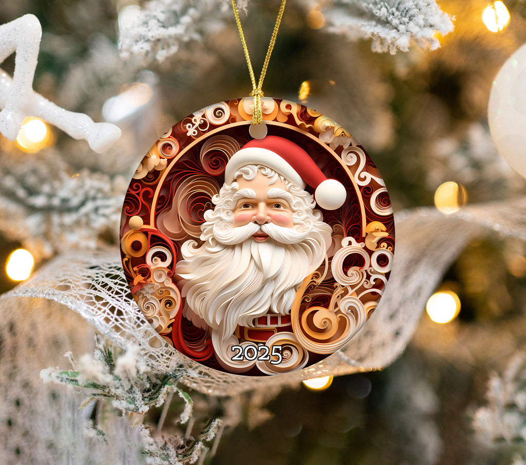 Red Santa Ornament, Christmas Handcraft Holiday Ornament, Helium Keepsake