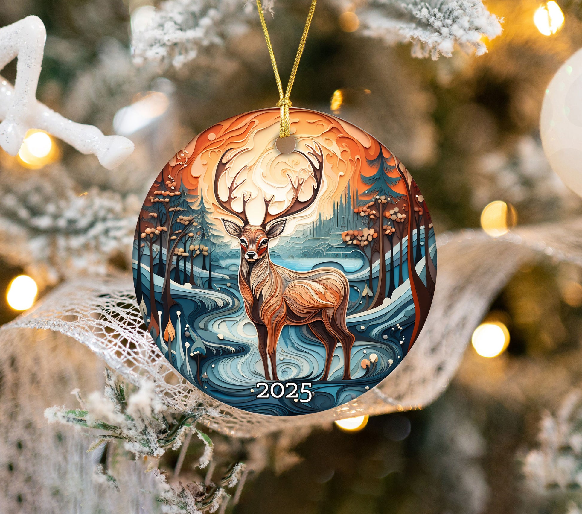 Vintage Deer Christmas Ornament, Christmas Tree Decor, Gift For Nature Lover