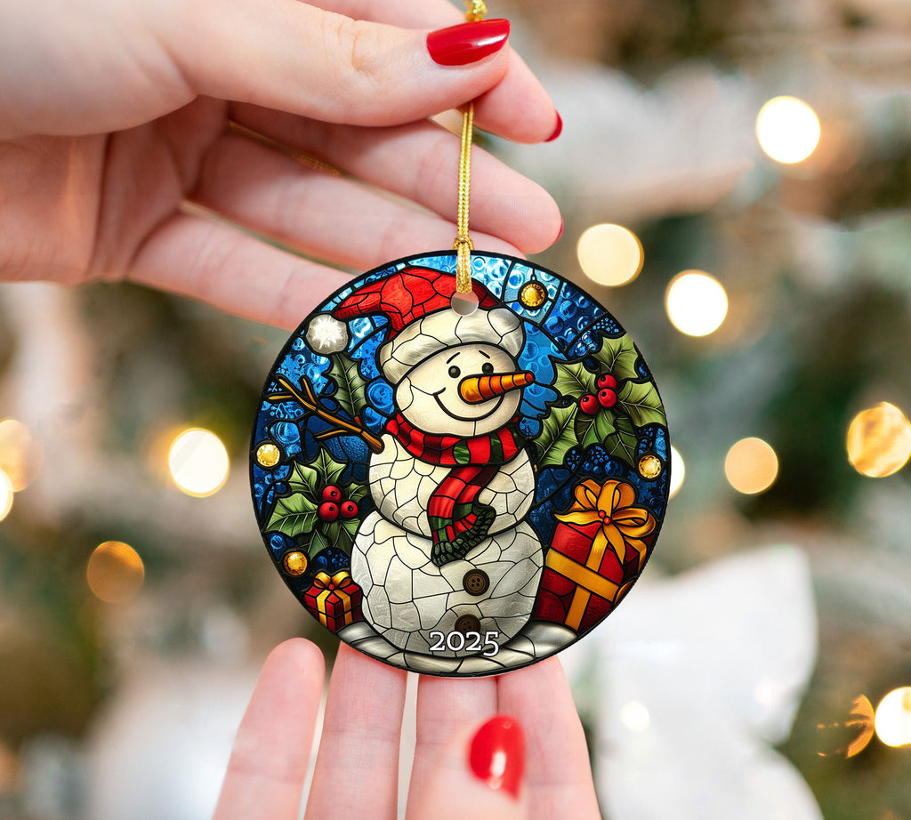 Stained Glass Style Santa Ornament, Perfect Gift Exchange, Christmas Tree Decoration