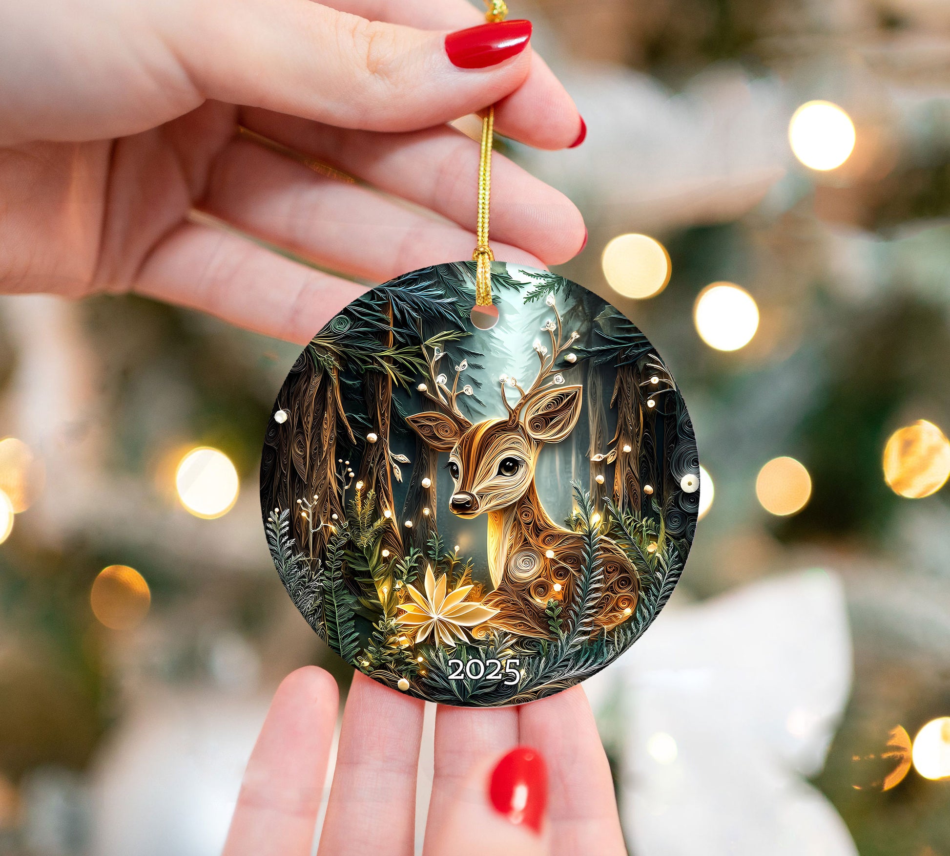 Deer Woodland Ornament, Forest Animal Ornament, Christmas Ornament